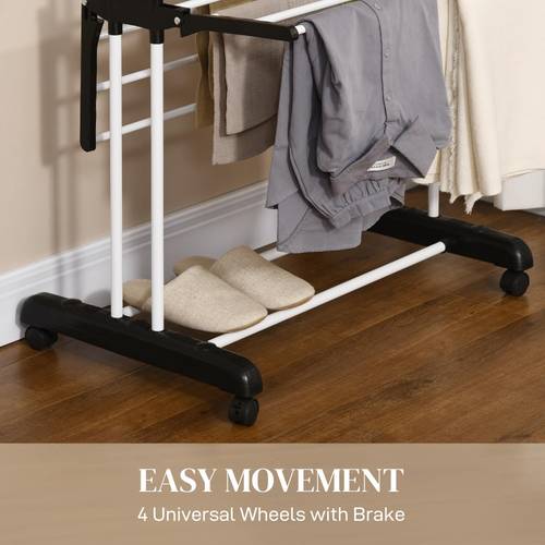 4 tier large clothes airer with wings retractable folding drying rack with wheels for indoor outdoor use 190 64 170 cm grey