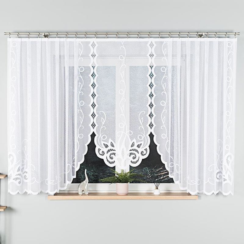 Ewelina - Jacquard Curtain With A Hem At - 400x160 Cm - White