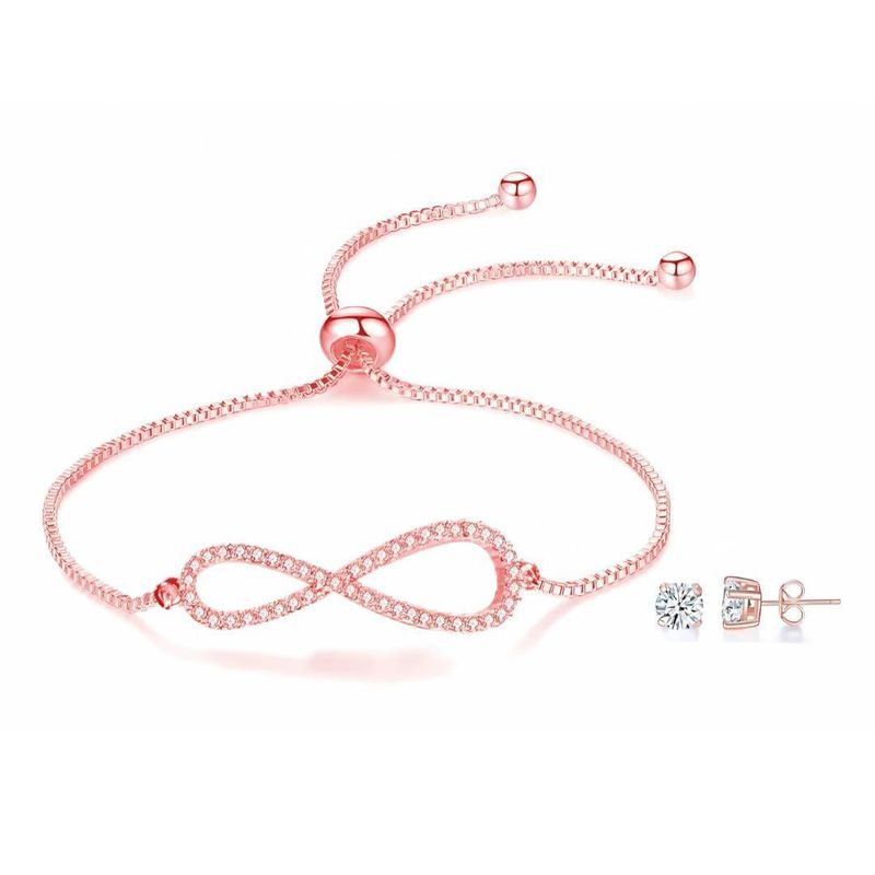 Women's Infinity Bracelet & Earrings Set with Austrian Crystals