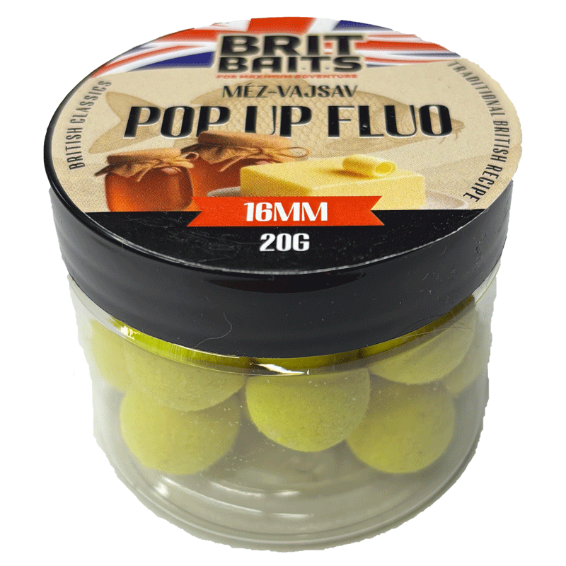 Image of Britbaits Pop Up Fluorescent Honey-butyric Acid 16mm