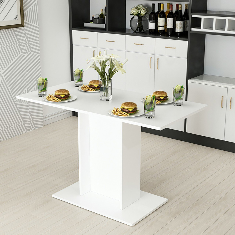 Dining Table Kitchen Table Rectangular Column Table, White, 75 X 120 X 60 Cm, For