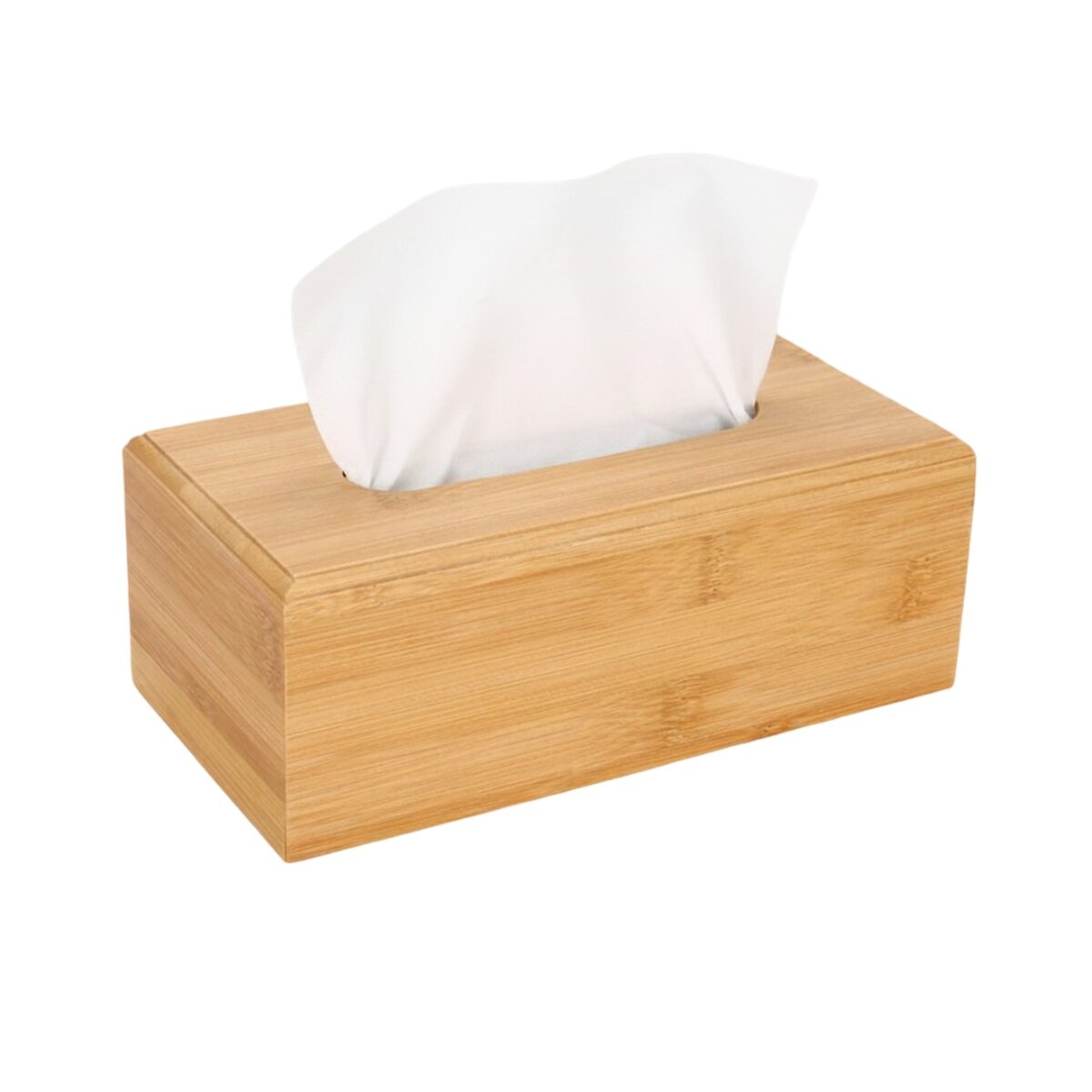 Bamboo Tissue Box - Cosmetic Organizer For Bathroom, Living Room & Office