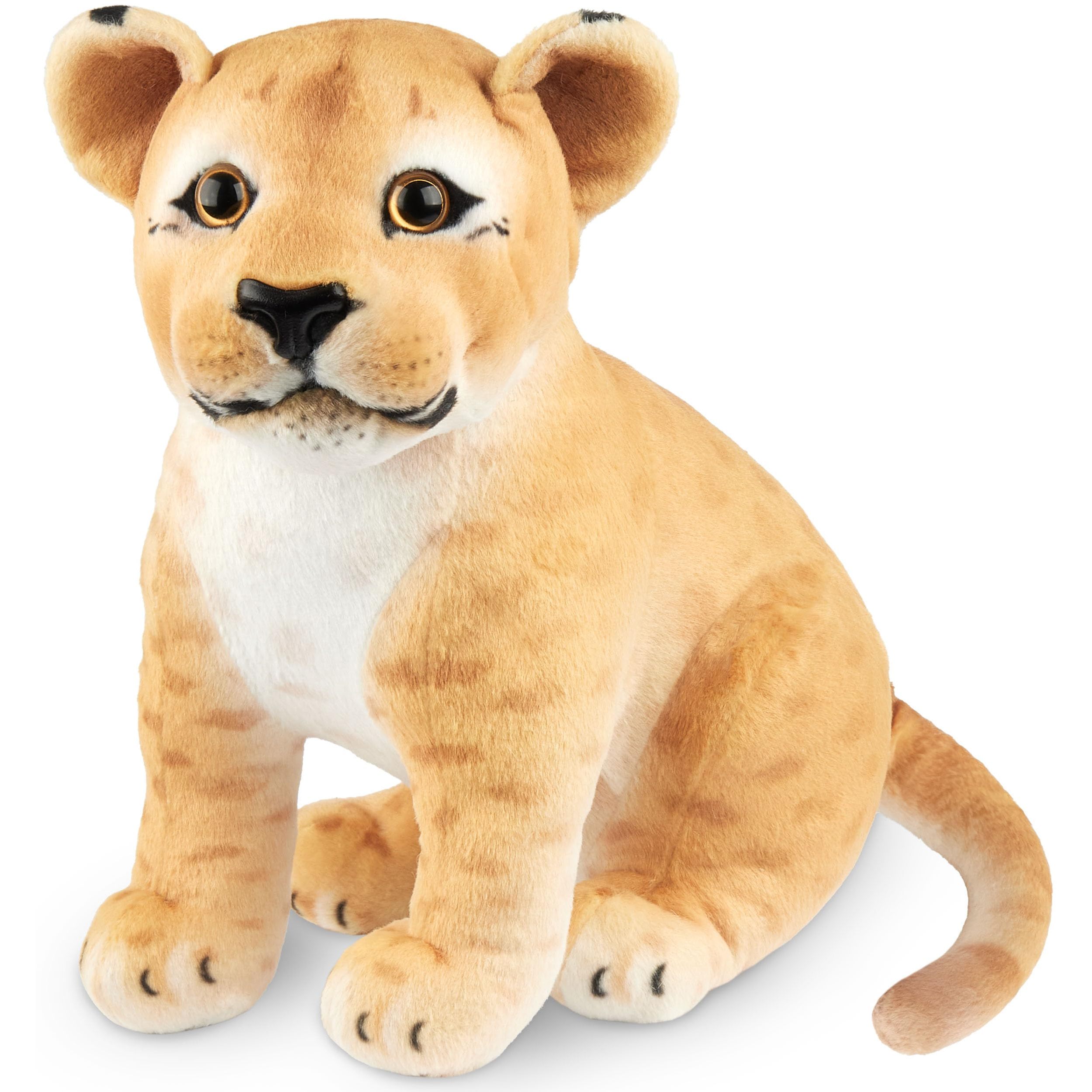 Image of Brubaker Plush Toy - 30 Cm Fabric Lion Stuffed Animal - Baby Plush Big Cat Sitting - Children's Plush Toy - Brown