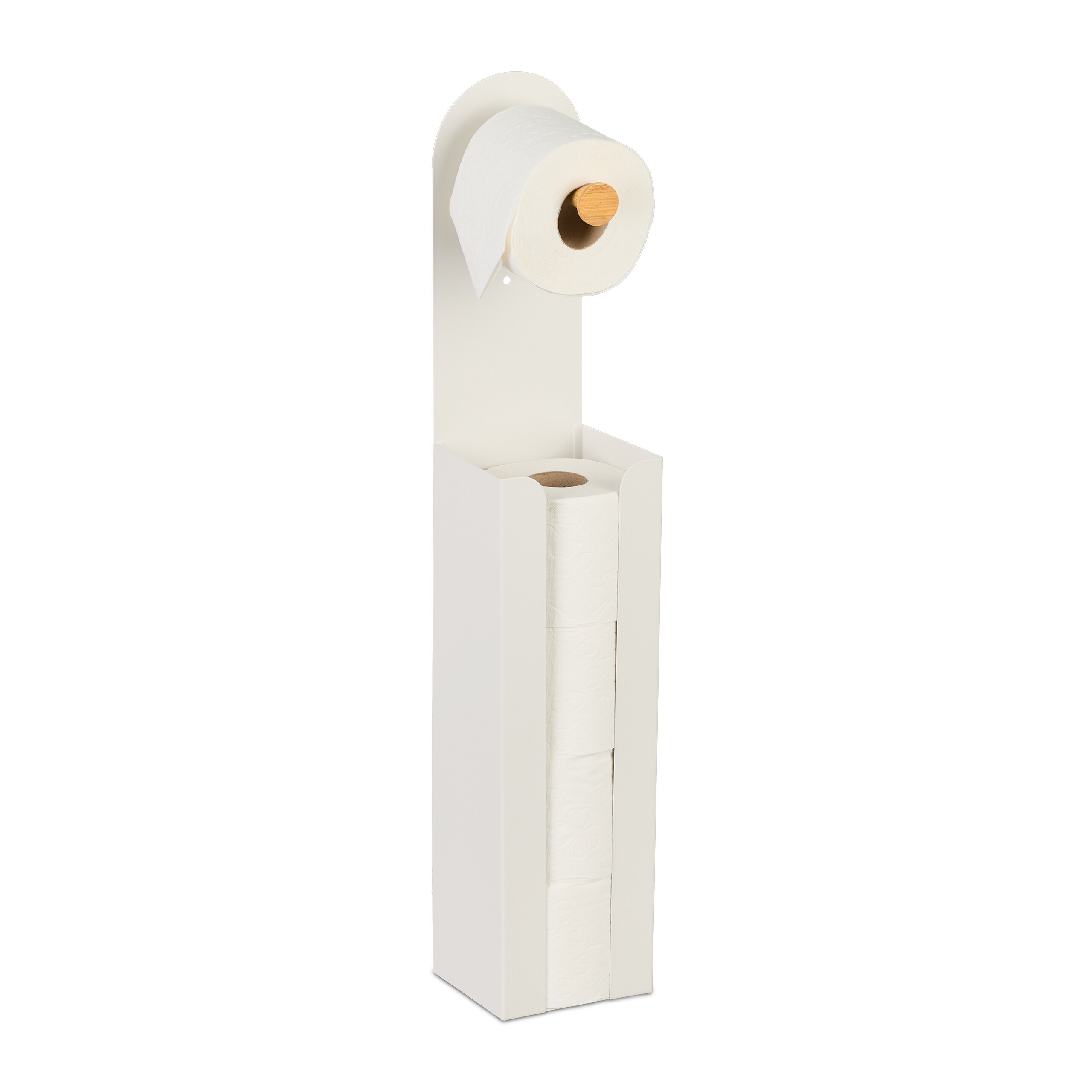 Toilet Paper Holder In White/natural - (w)12 X (h)66 X (d)11 Cm