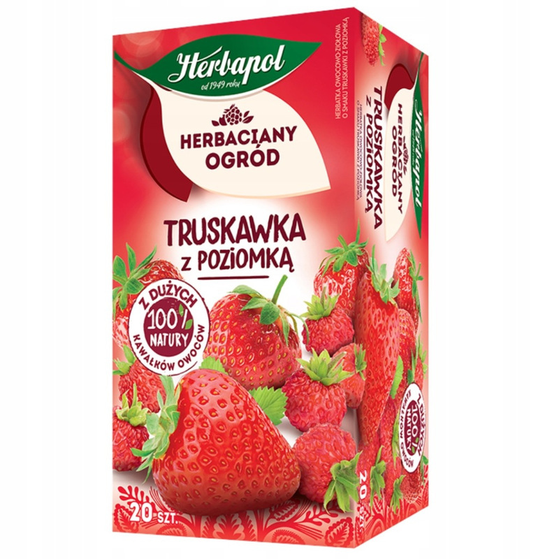 Image of Herbapol Herbal Garden Fruit And Herb Tea Strawberry With Raspberry 50 G (20 X 2.5 G)