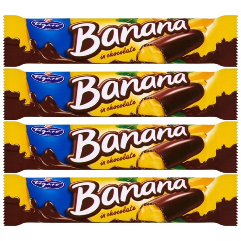 Figaro Panna With Banana Flavor In Chocolate 25g X 4pcs