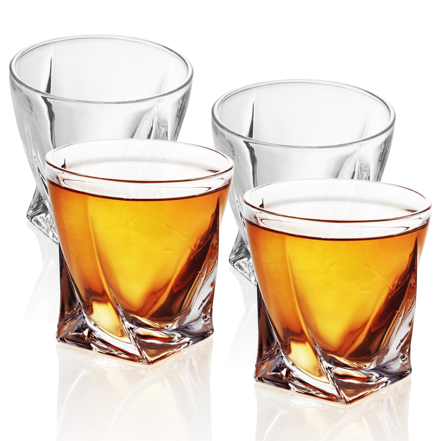 Whiskey Glass Set Twisted Style 260 Ml Sculpture Design Dishwasher-safe Whiskey Glass For Old Fashioned, Cocktail, , Gin, Rum, And Water