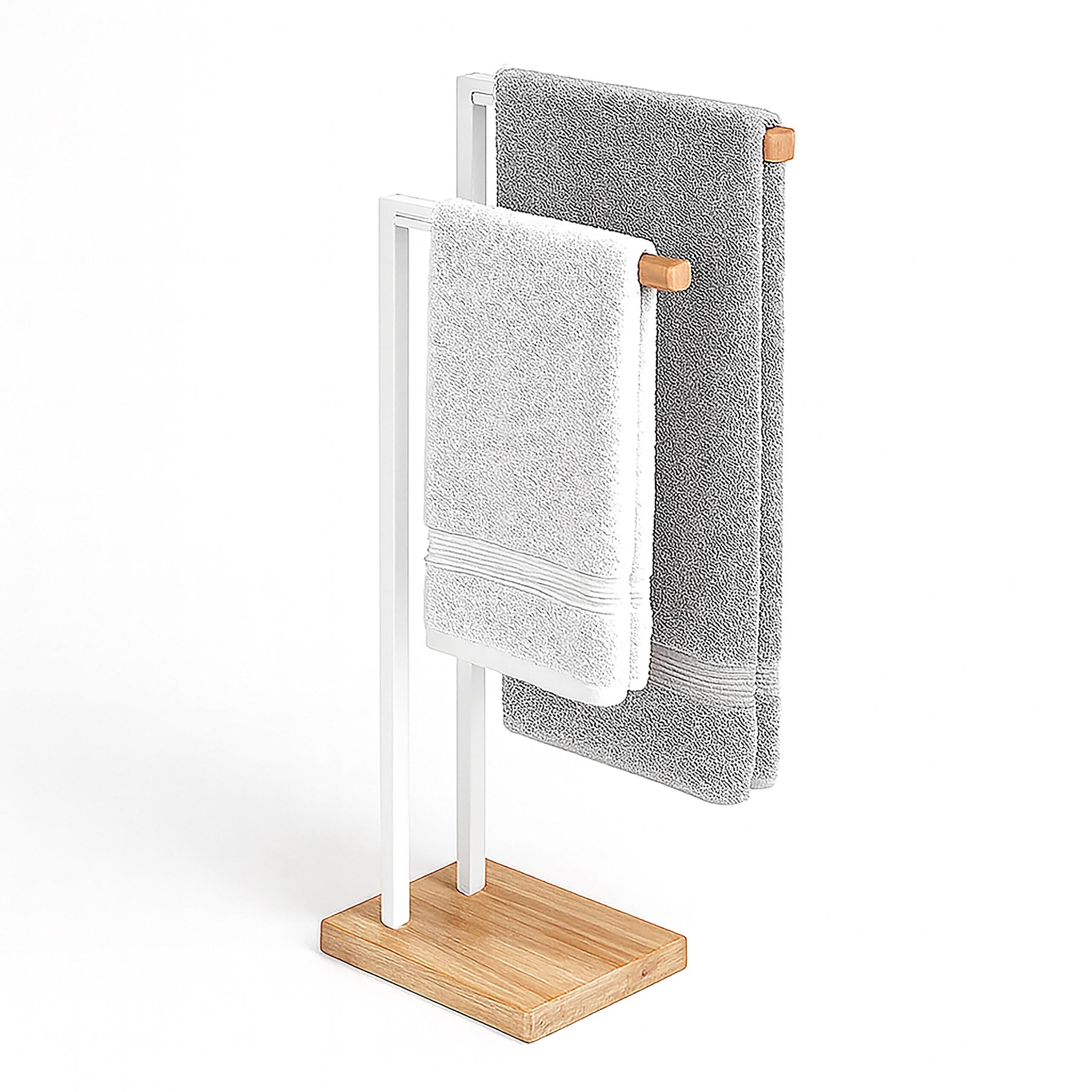Towel Holder In White/natural - (w)38.5 X (h)80.5 X (d)19.5 Cm