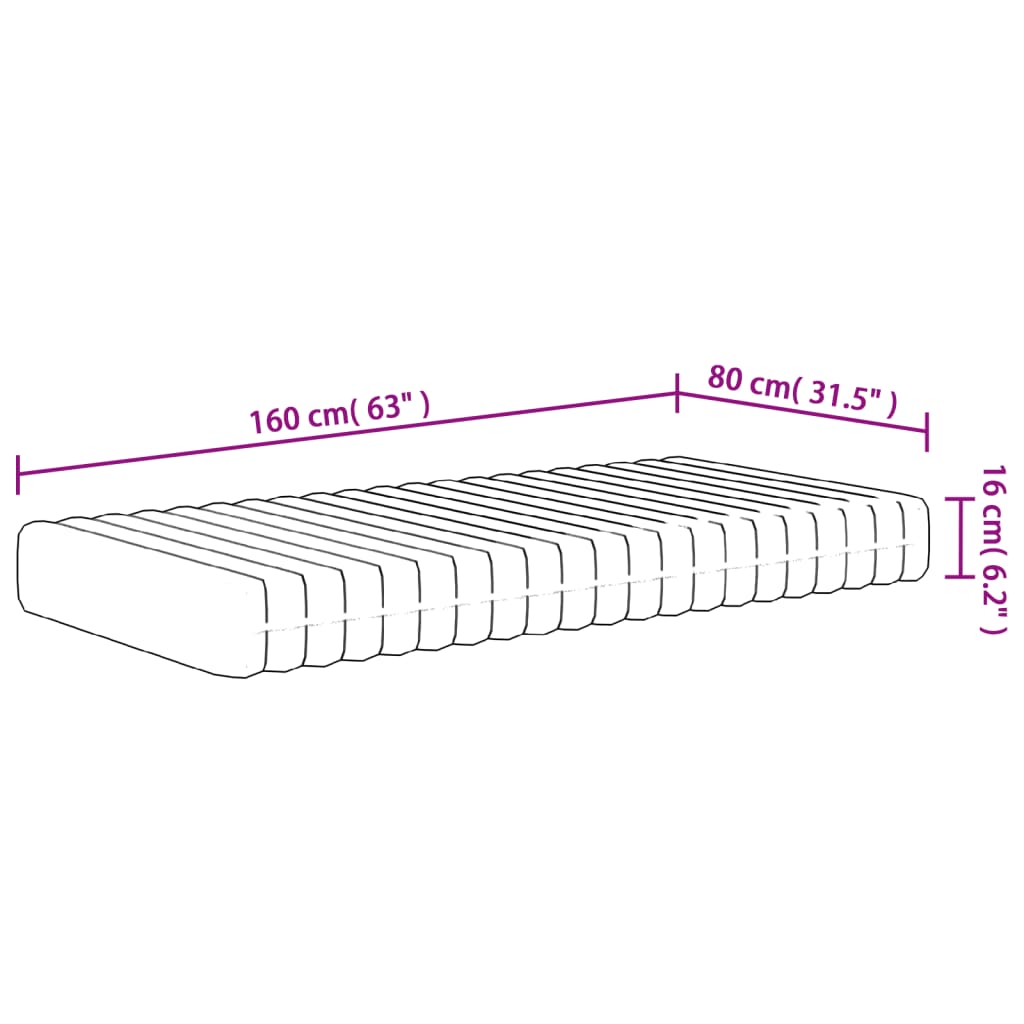 Furniture set, Foam Mattress for Kids Medium Soft 80x160 cm-