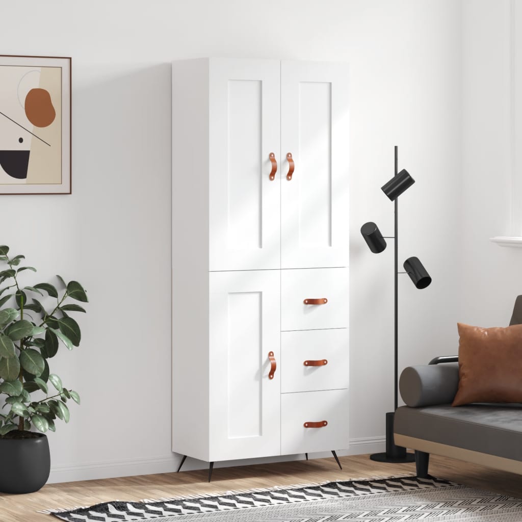 Image of Vidaxl , Sideboard With Storage, Dresser Cabinet For Living Room, Side Cabinet With Metal Legs, Modern, White Wood Composite