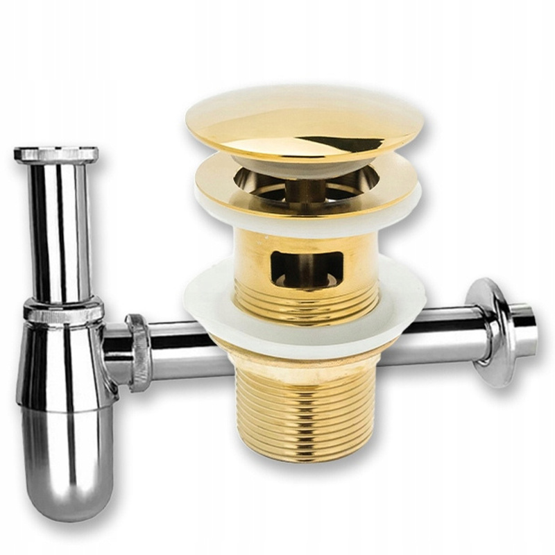 Image of Set: Gold Overflow Click- Drain + Washbasin Siphon