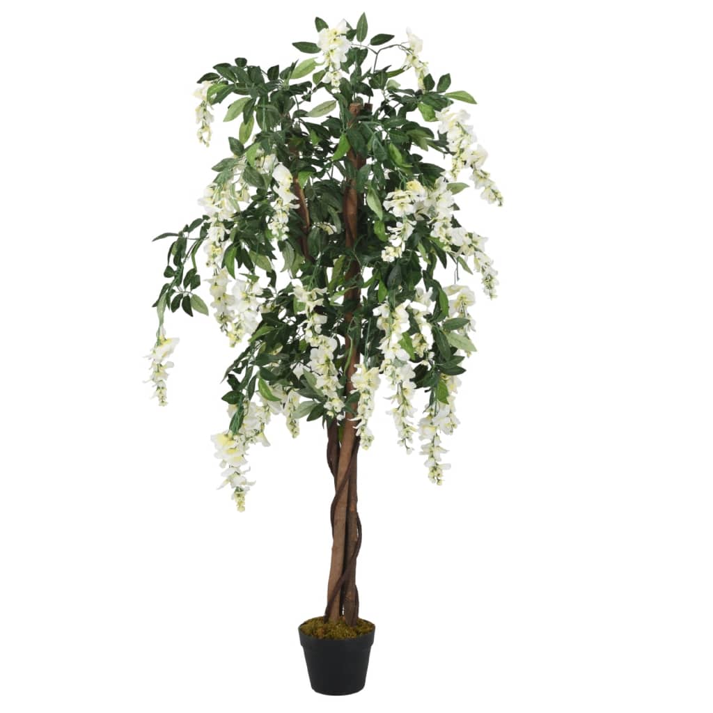 Vidaxl Artificial Wisteria Tree, Plant With 1260 Leaves, Artificial Decorative Tree For Indoor Outdoor, Artificial , Green White 180 Cm
