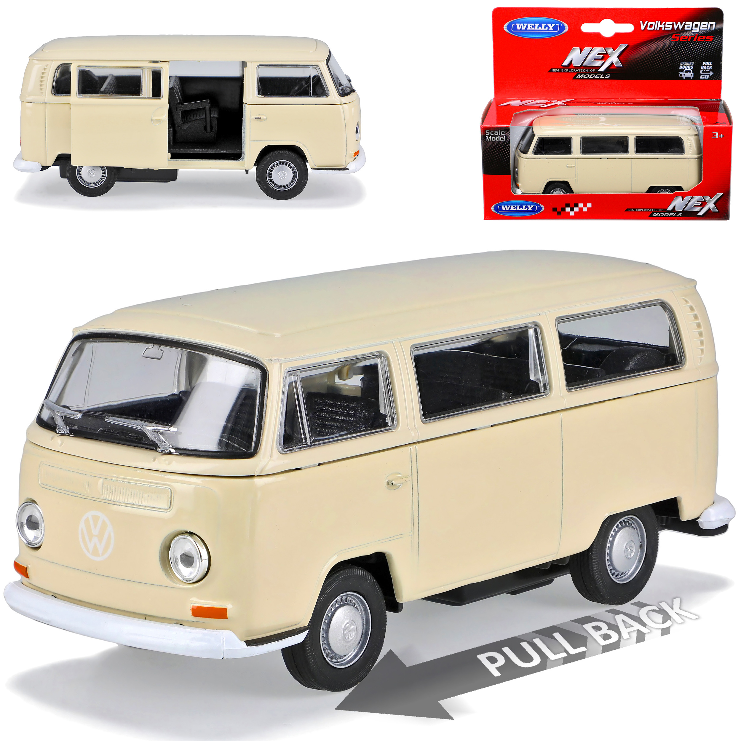 Vw T2 Beige Bus Transporter 1967-1979 . 1/43 1/36-1/46 Welly Model Car