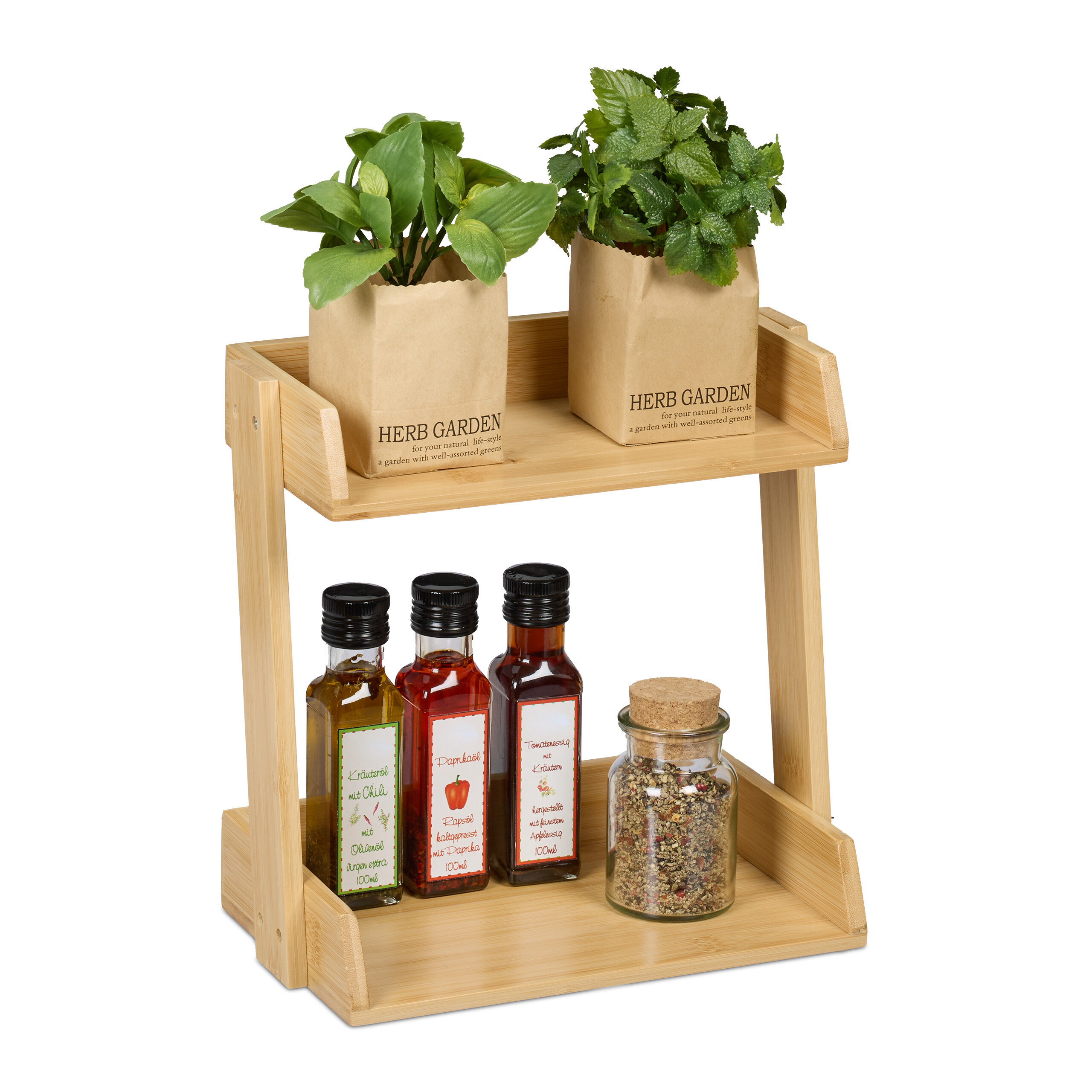 Image of Natural Spice Rack - (w)27.5 X (h)27 X (d)16 Cm