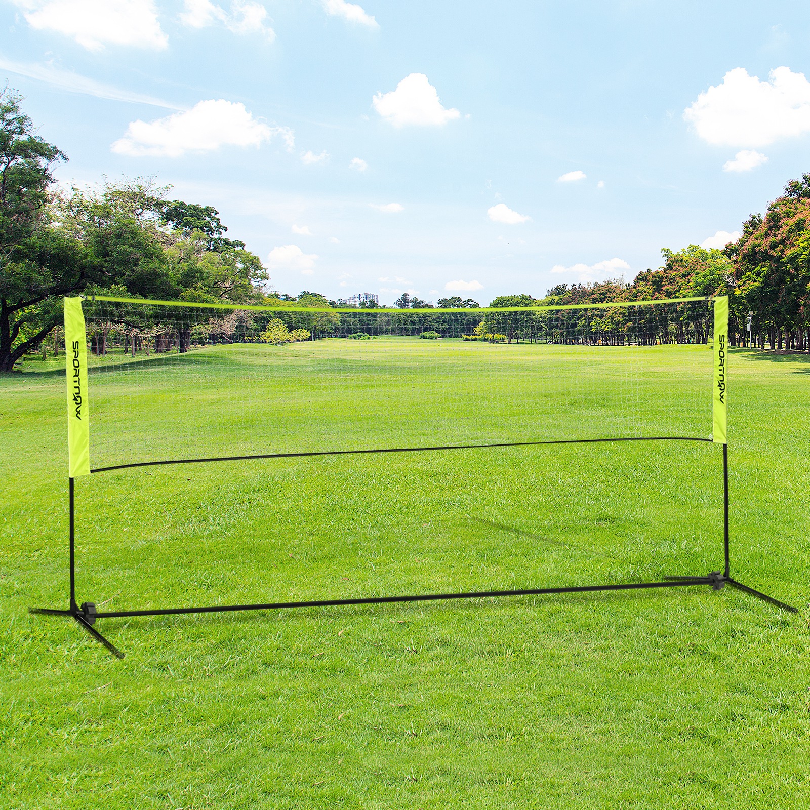 Image of Badminton Net Set Foldable Volleyball Net, 103/120/155h Cm Height Adjustable Badminton Net Tennis Net With Transport Bag Indoor Outdoor, Metal Polyester Yellow