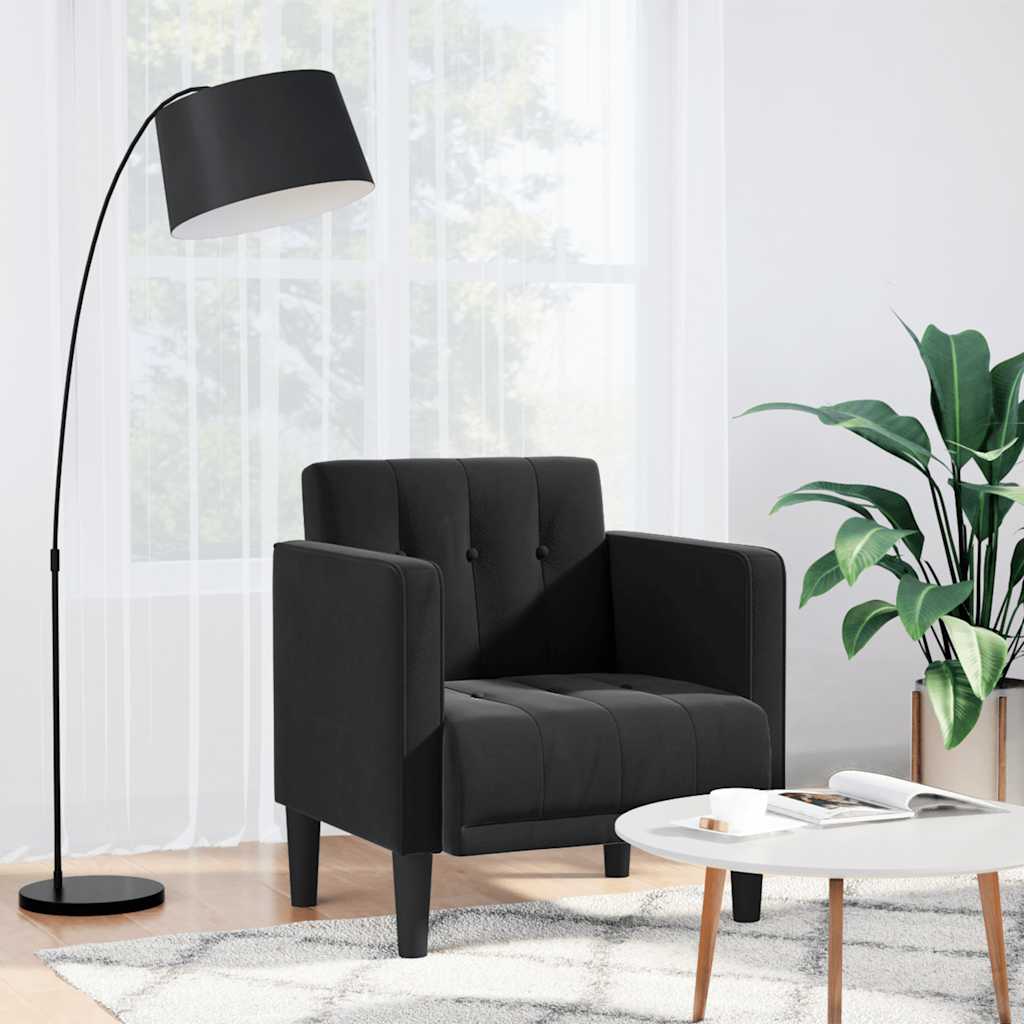 Image of Vidaxl Armchair With Armrests Black 53 Cm Velvet, Sofa Chair, Tv Chair, Relaxation Chair, Single Sofa, Lounge Chair, Living Room Armchair