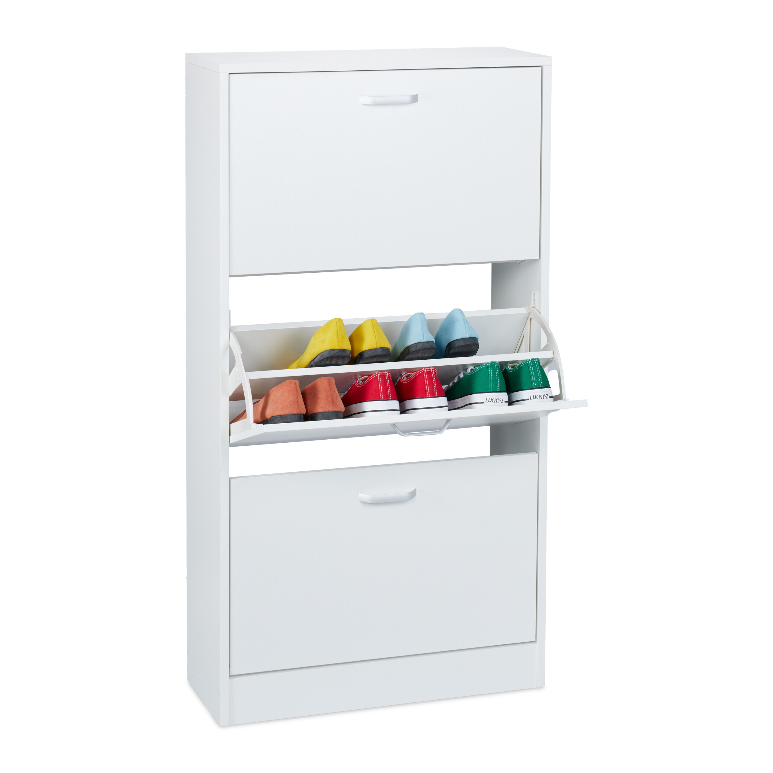 Image of Shoe Cabinet In White - (w)60 X (h)113 X (d)24 Cm