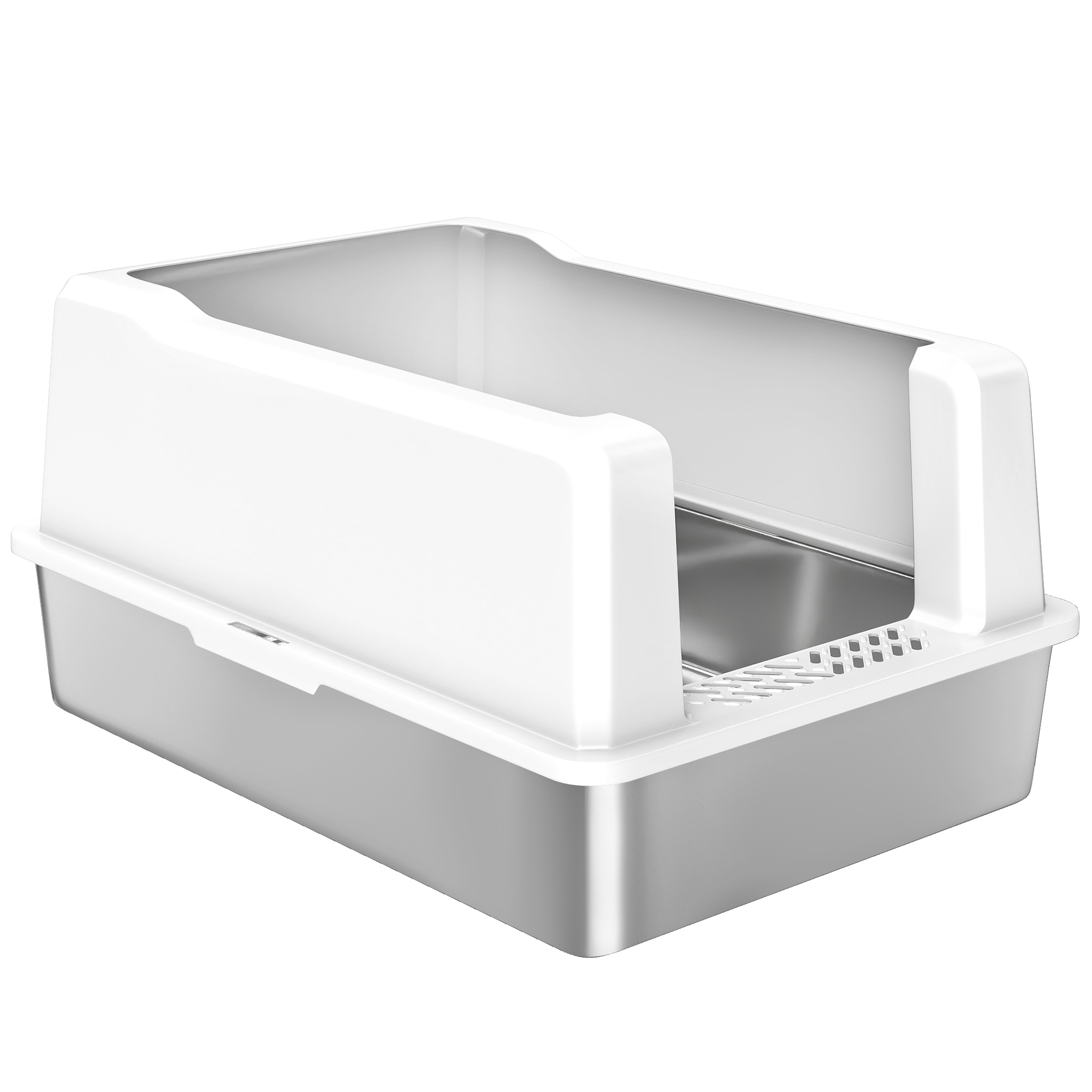 Stainless Steel Cat Litter Box, 71x50.8x35.5 Cm, 85l Capacity, With Scoop, Raised Walls, Hole Entry, 4 Non-slip Feet – For Large Cats Over 9 Kg