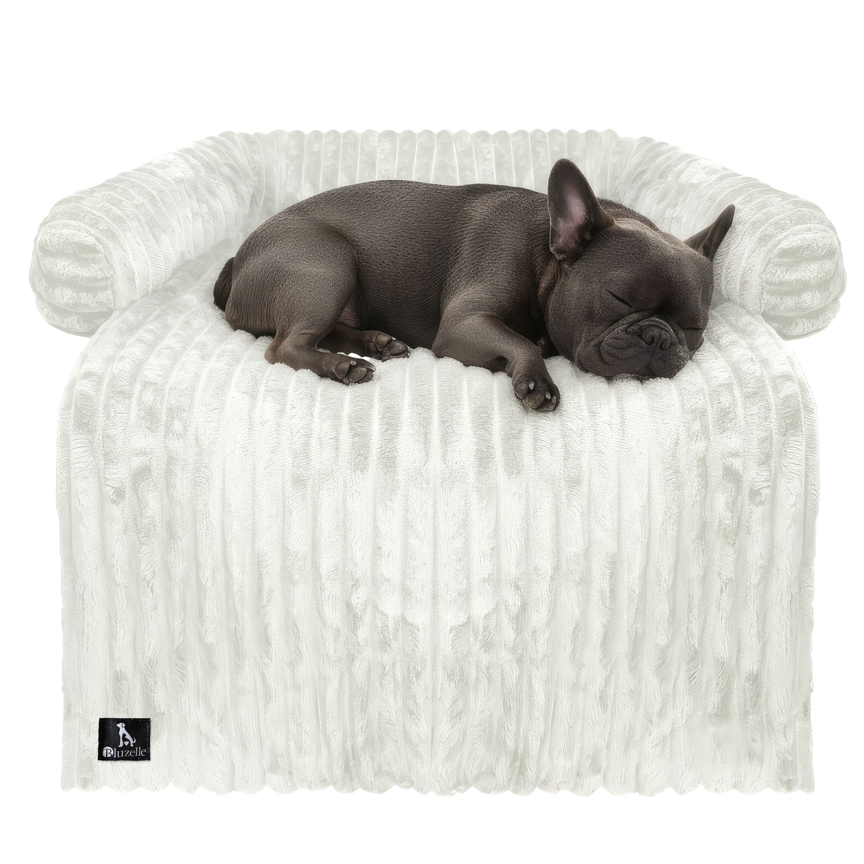 Image of Bluzelle Dog Bed Sofa Protector Velvetpaw Cord Velvet & Water-resistant Floor - Non-slip Sofa Topper For Small & Medium-sized Dogs, Washable