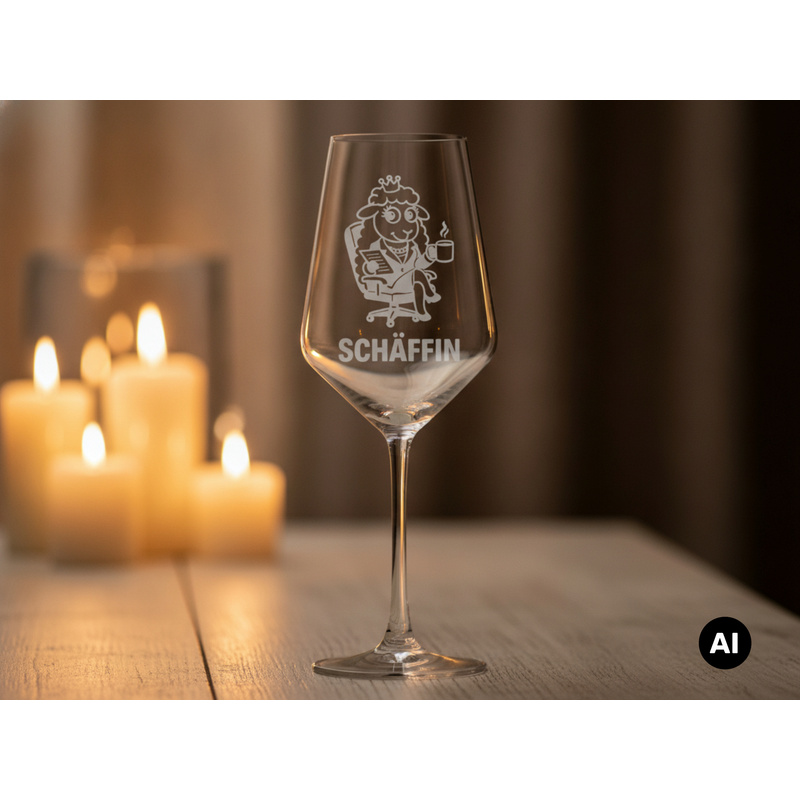 Image of Wine Glass With Engraving Sheep 350ml - Birthday Gift For From
