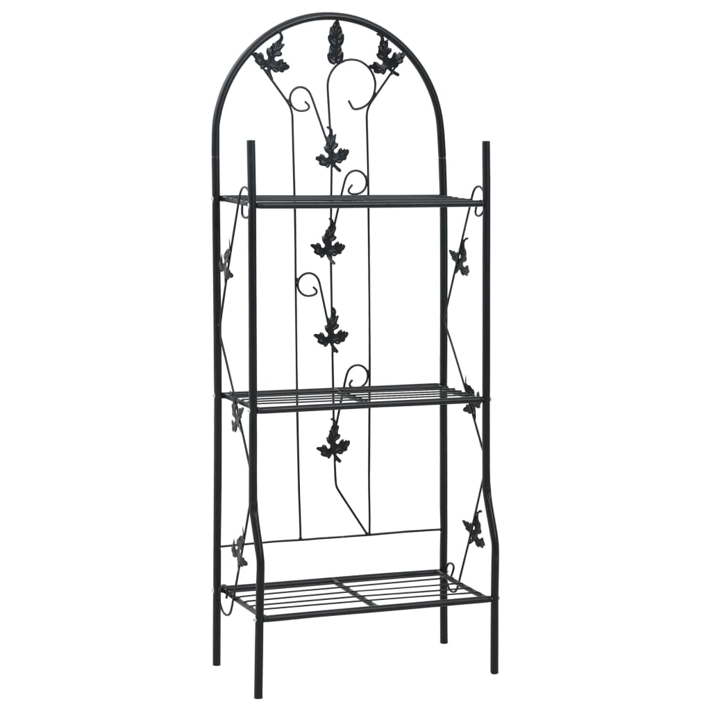Image of 3-tier Plant Stand Flower Stand Plant Shelf Plant Ladder Flower Ladder Plant Stand Black 52x28x128cm Iron