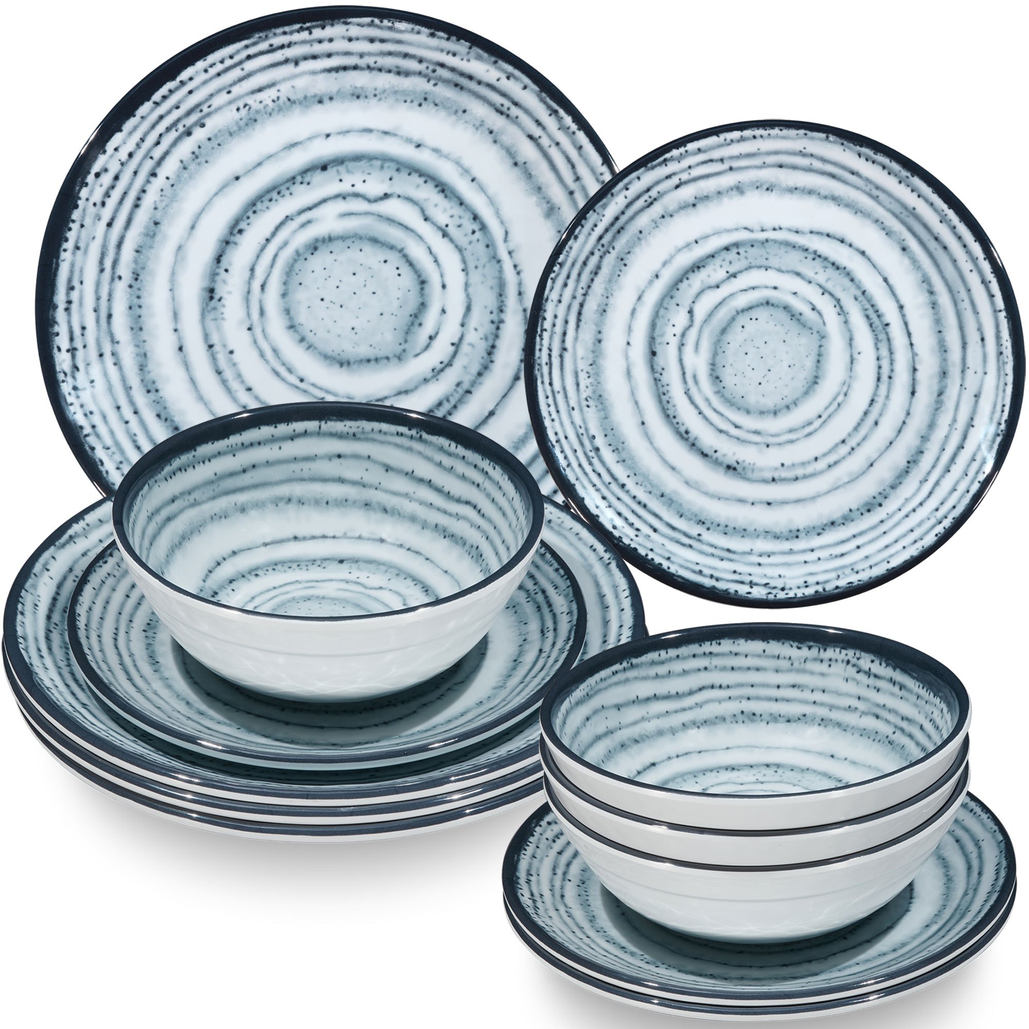 Image of Camping Dishes For 4 People - 12pcs - Dishwasher Safe Tableware Camping Accessories Camping Dishes Camping Festival Picnic Garden Party