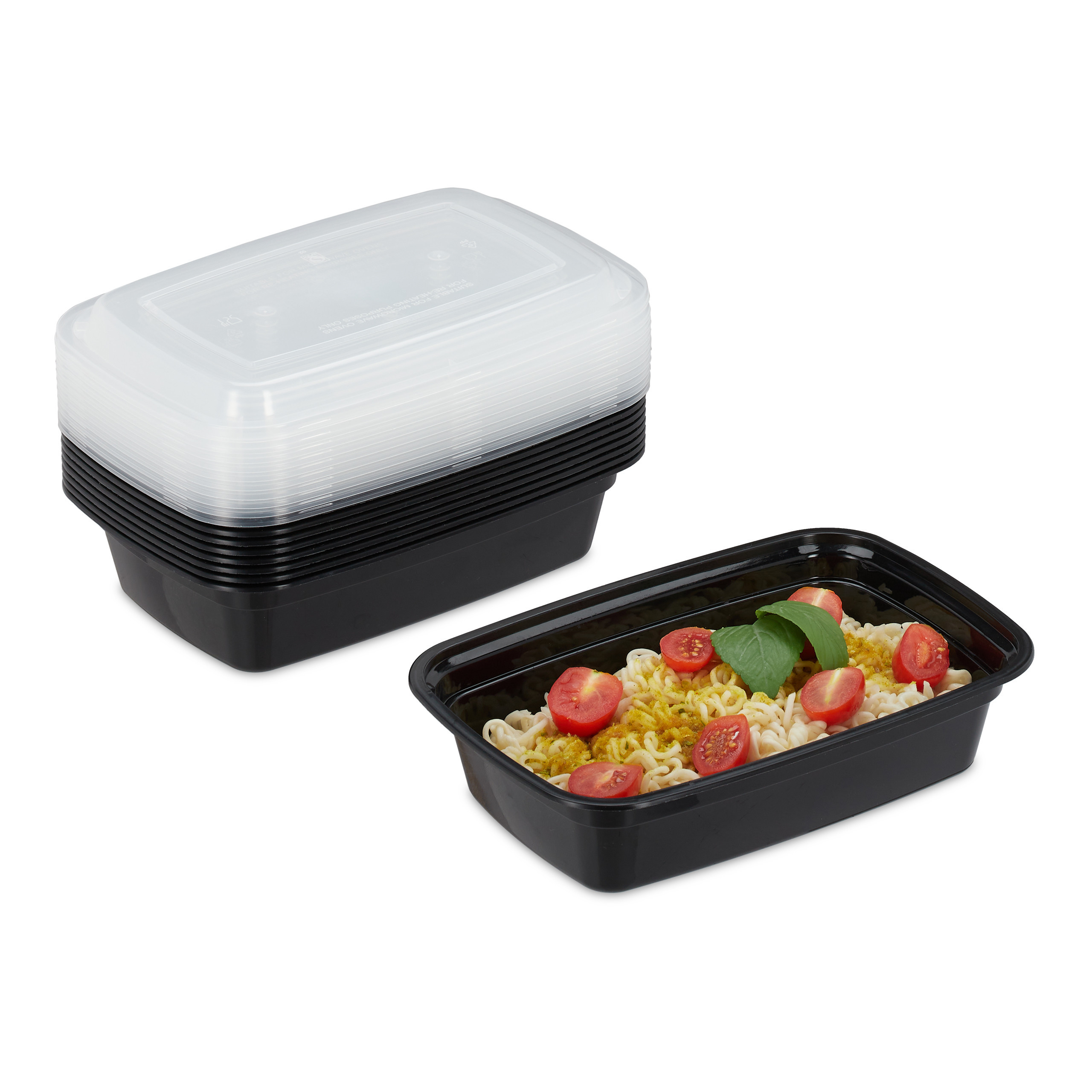 TEMU 10x Meal Prep Boxen in Schwarz/ Transparent