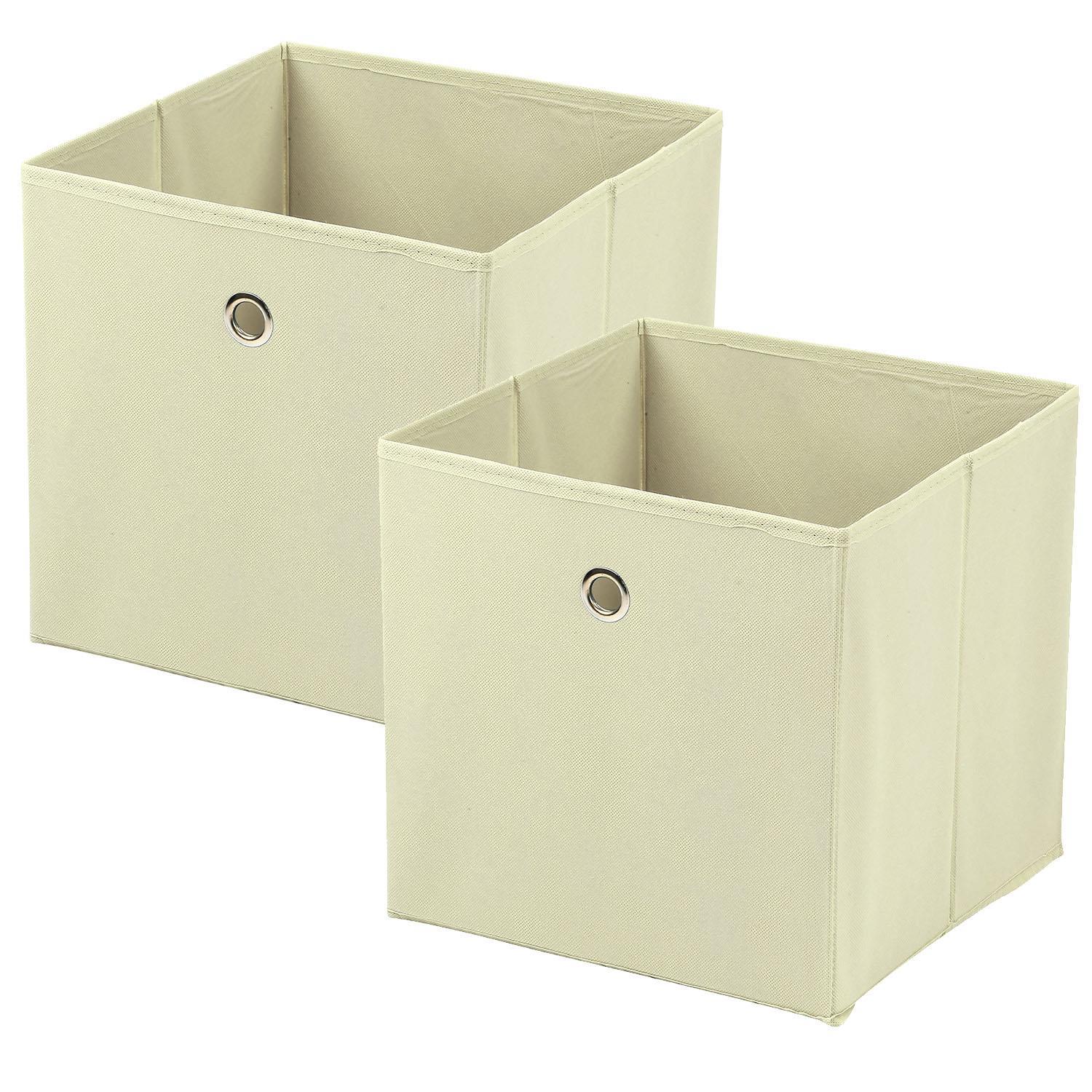 TEMU Set Of 2 Foldable Fabric Storage Cubes – Large 30x30x30cm Canvas Boxes | Collapsible Organisers For Bedroom, Nursery, Living Room Or Office –