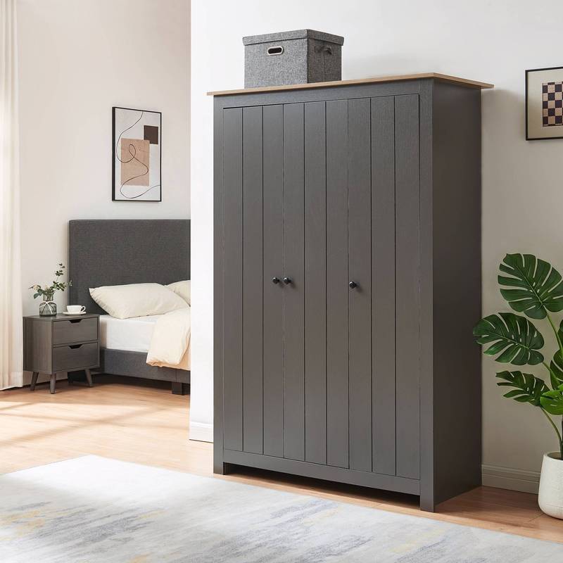 Wardrobe With 3 Doors, 2 Clothes Rails And 3 Shelves, 175 X 120 X 52 Cm