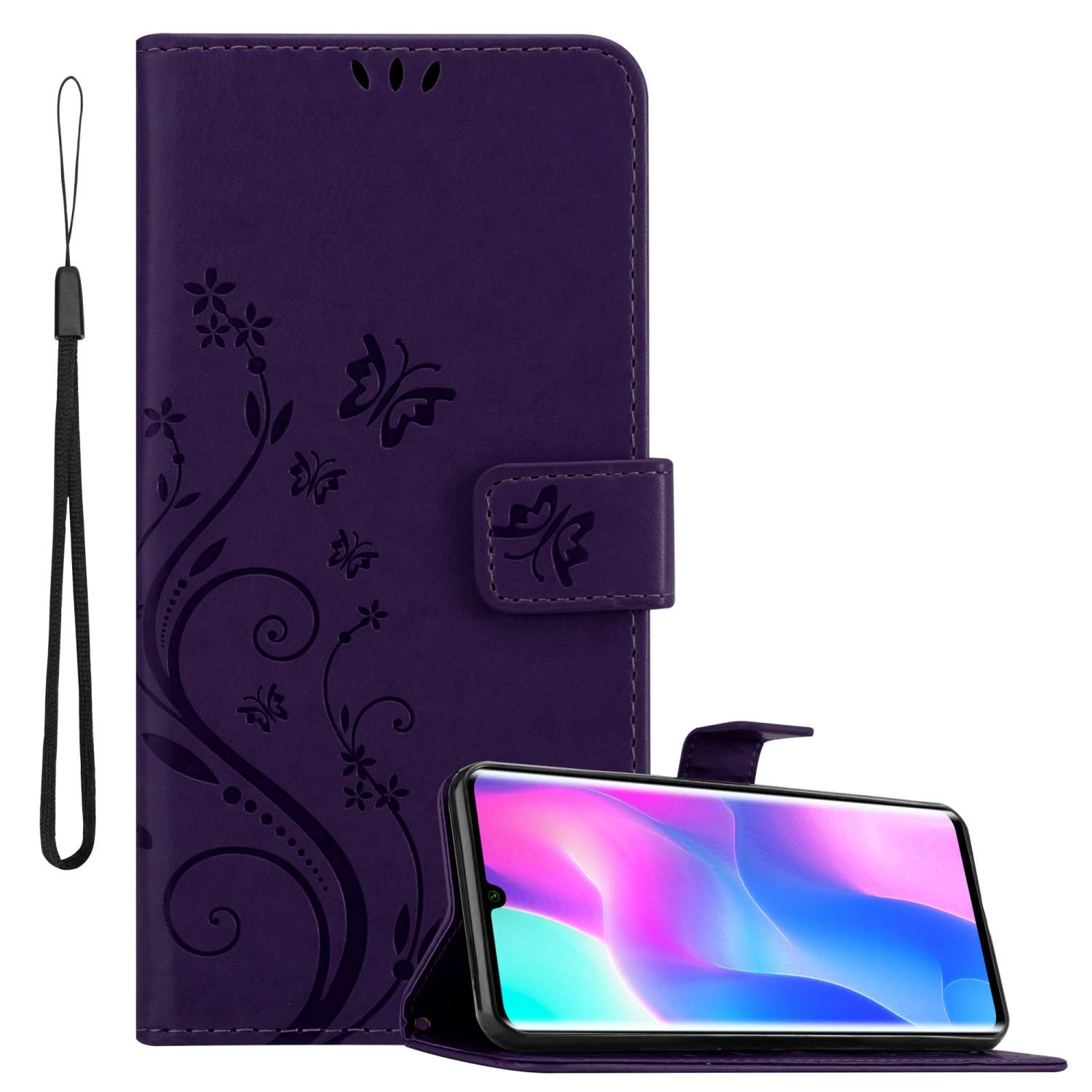 Case Compatible For Xiaomi Mi Note 10 Lite Protective Cover With Magnetic Closure, Stand Function And Card Slots Flip Case Flower Cover Phone Case Foldable Case Book Bag