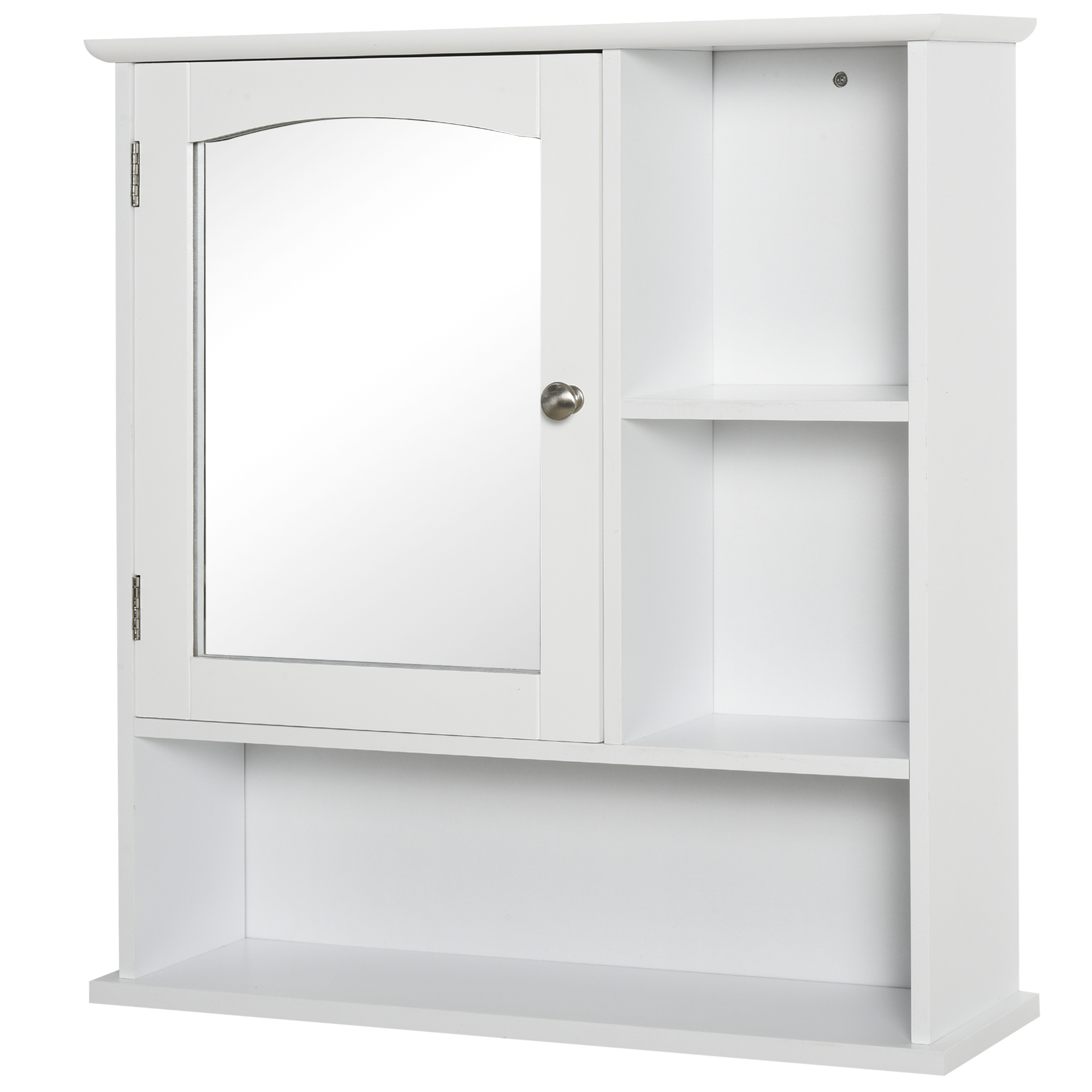 Temu Kleankin Armario De Baño Con Espejo De Gran Almacenaje Armario Montado En La Pared Con Estante Ajustable Interior Y Estantes Abiertos 60X18X63 Cm
