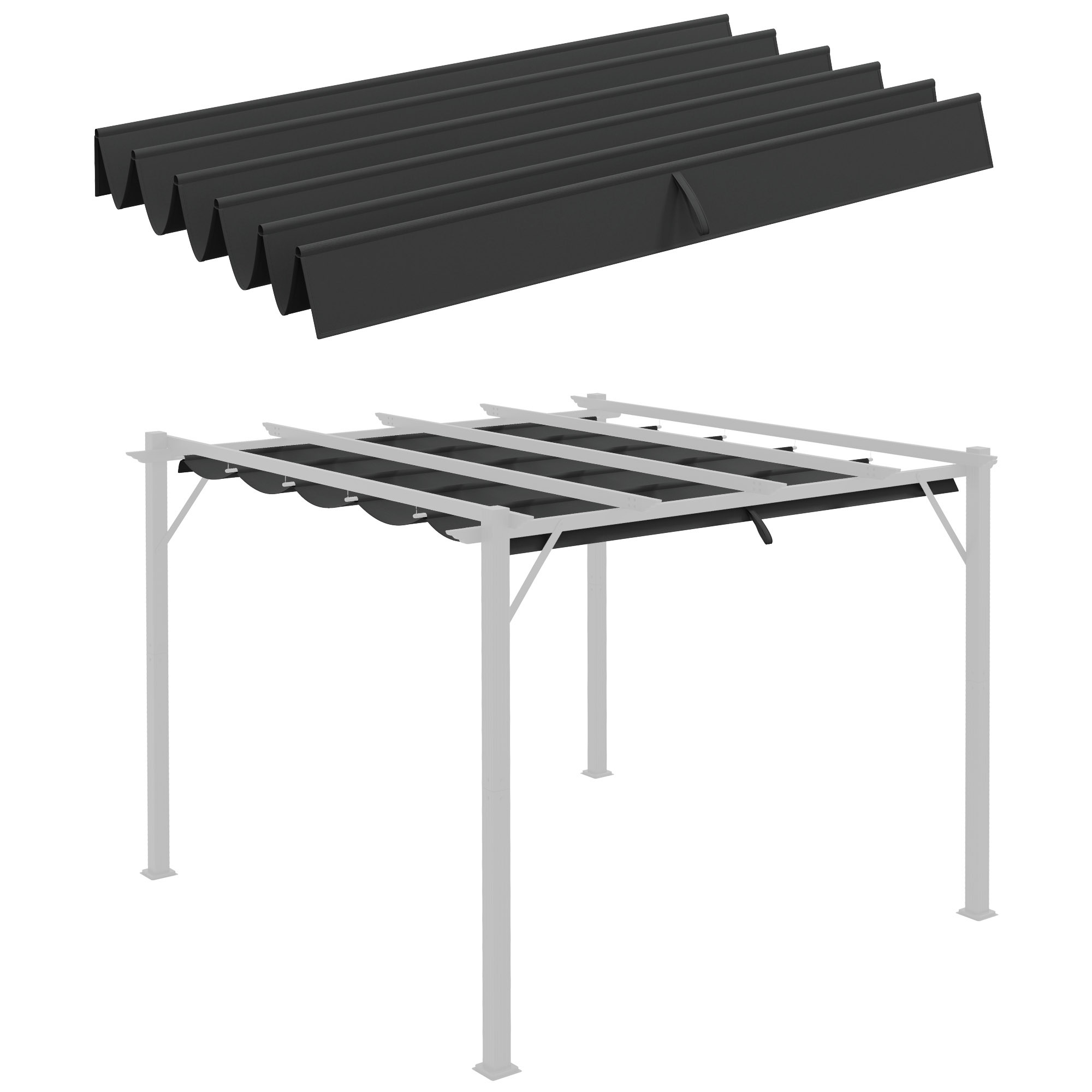 TEMU Outsunny Toile de toit pour pergola tonnelle rétractable de 2.5 x 2.55m - foncé