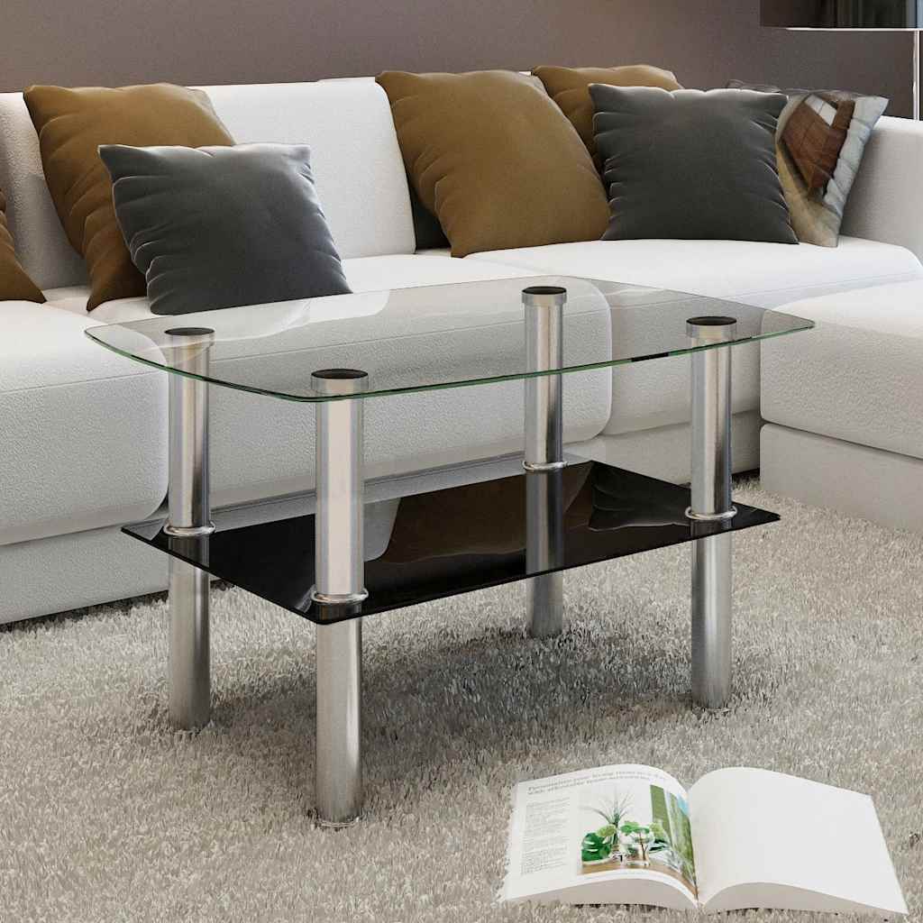 Glass Coffee Table With 2 Tiers, Side Table, Living Room Table, Glass Table