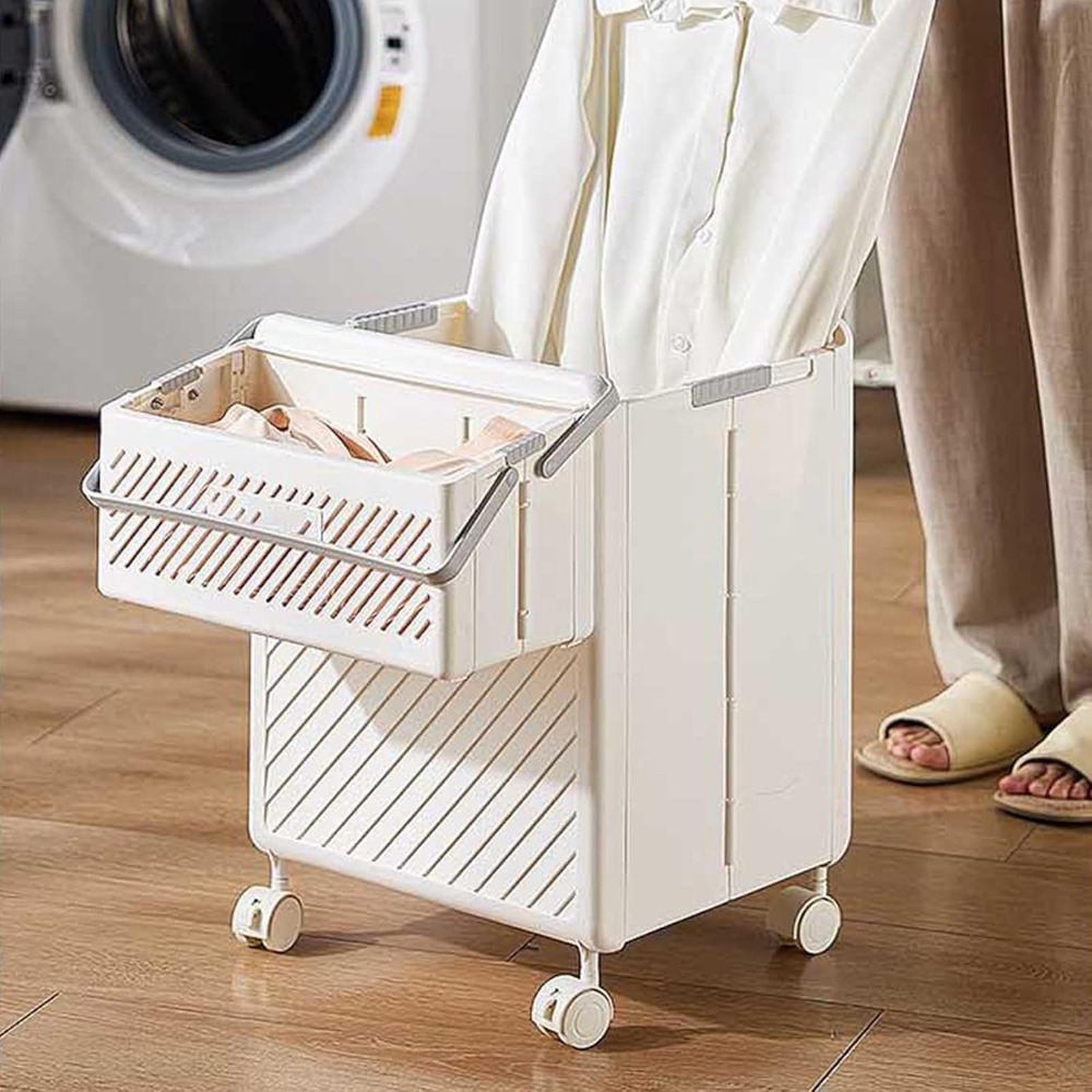 TEMU Large Bedroom Storage Containers With Wheels, Home & Kitchen Products Storage Box, 32cm W X 28cm D X 47cm H, Featuring A Foldable Design,