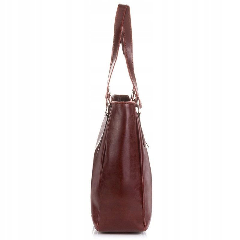 Large Elegant Women's Genuine Leather Handbag - Dark Brown, A4 Compatible, Zipper Closure, Shoulder Bag