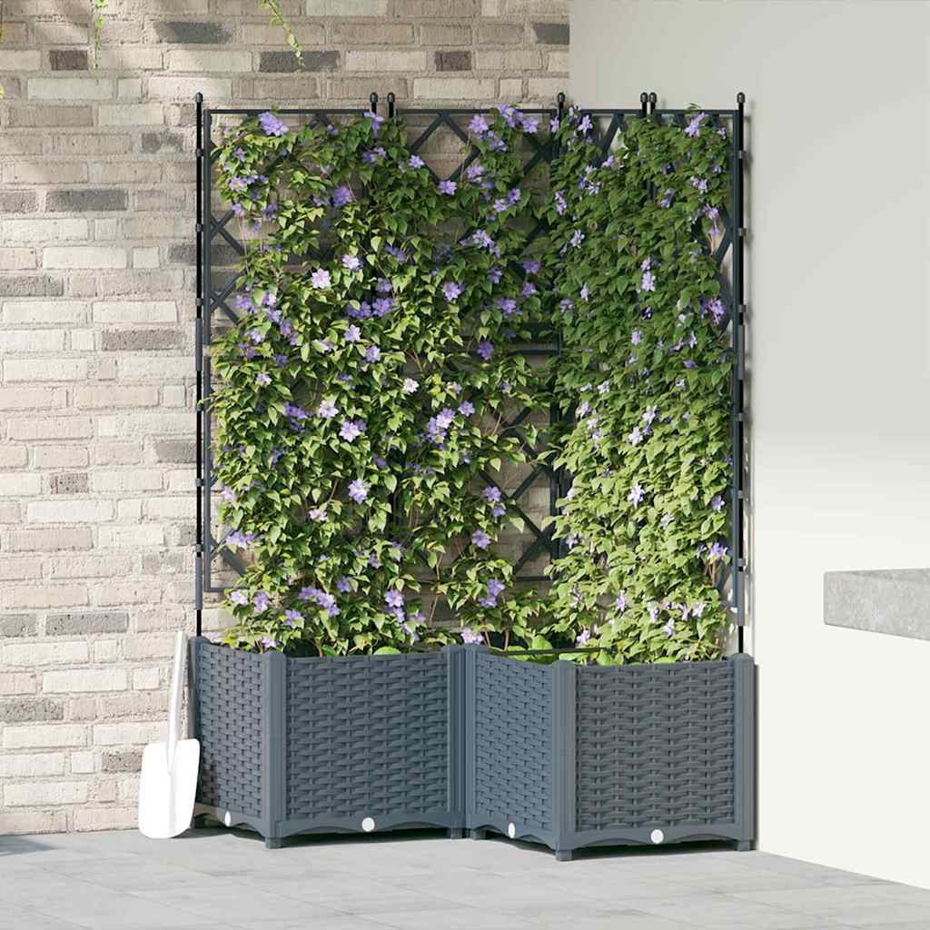 Image of Vidaxl Garden Planter 3 Pcs Light Grey 80 X 80 X 143 Cm Plastic, And Terrace, Elegant Planter Box, Functional Outdoor Decoration, Minimalist Container For Versatile Gardening