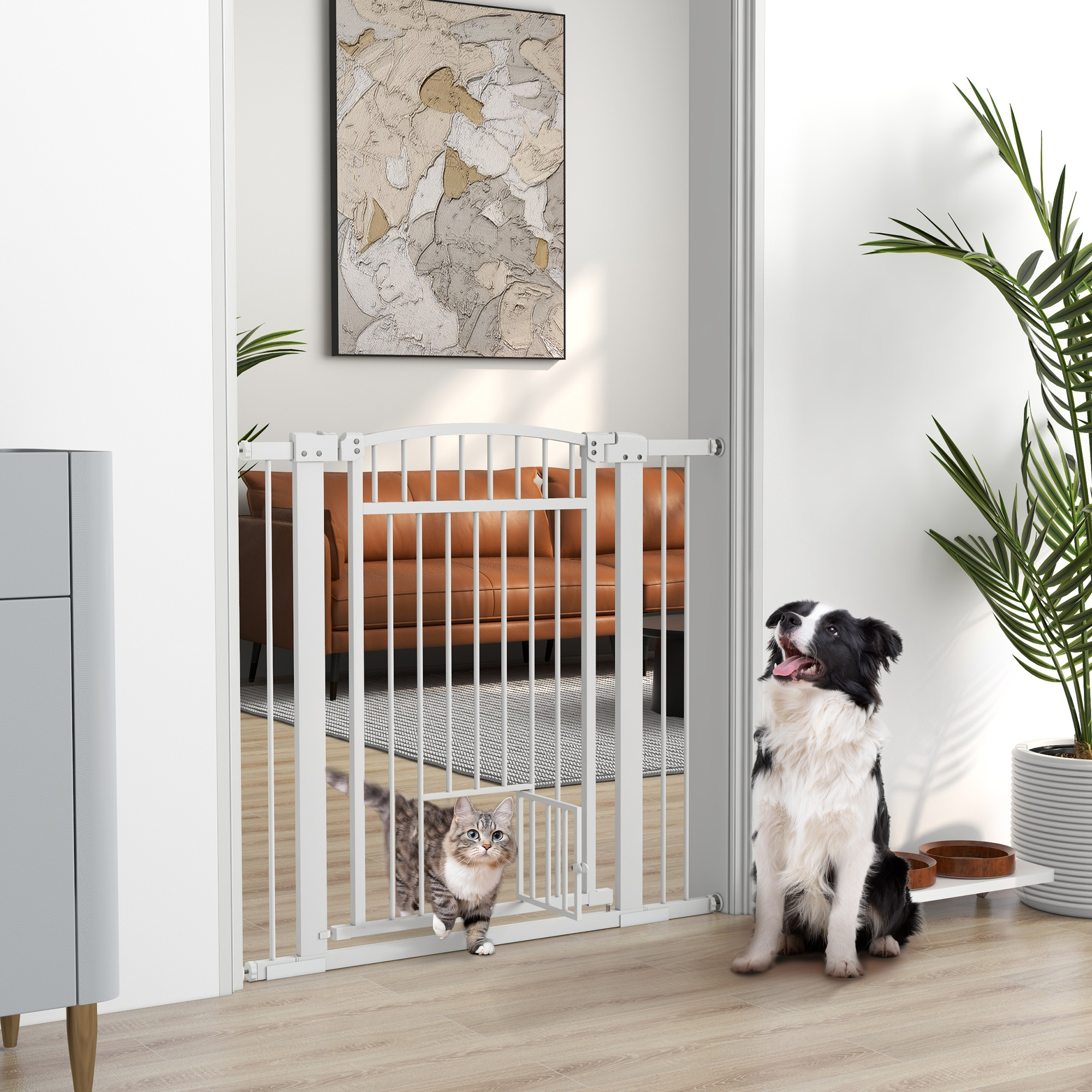 TEMU Barrière de sécurité extensible Pawhut 30-41 pouces (76-104 cm), barrière d'escalier, système de verrouillage double, montage par pression ou