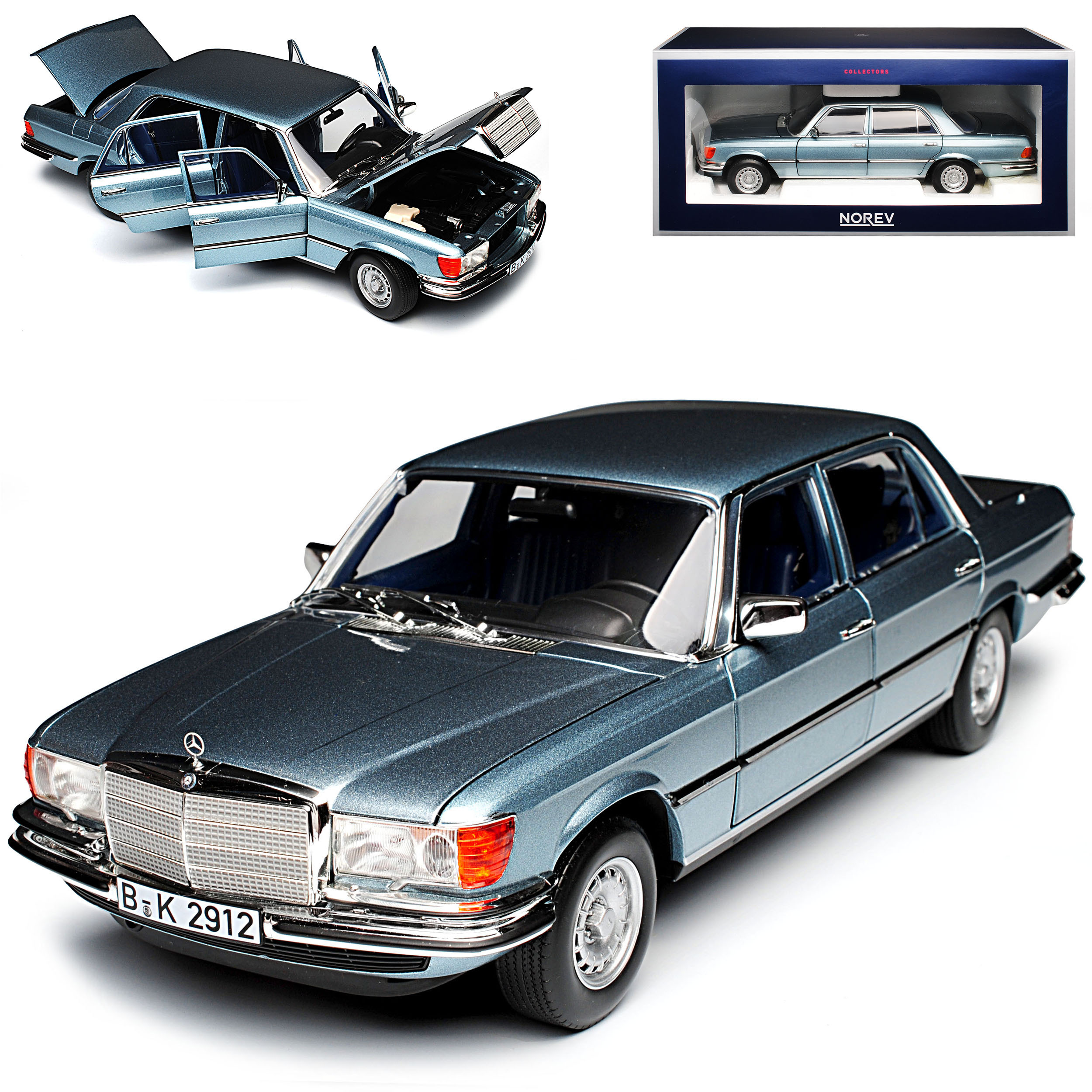 Image of Mercedes-benz W116 450 Sel 6.9 1976 Blue Gray Metallic 1972-1980 1/18 Model Car