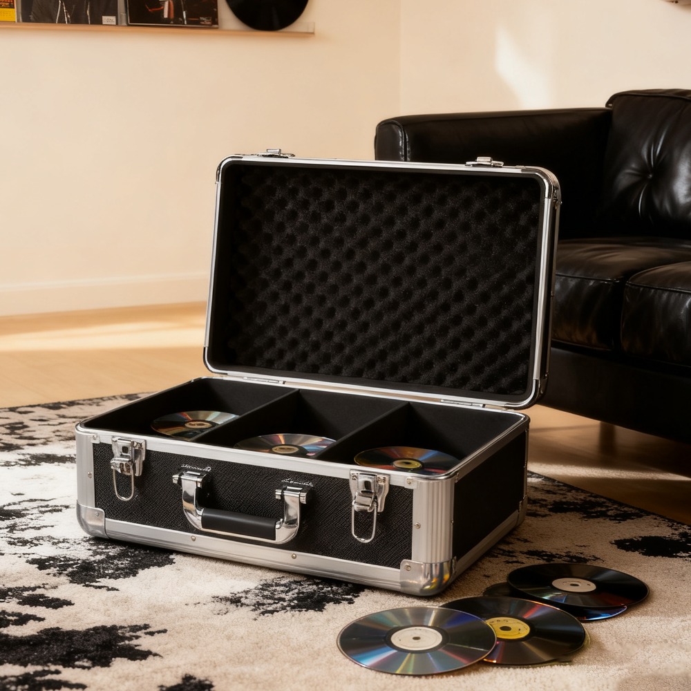 TEMU Vinyl Record Cd Storage Box – Holds 60 /96 Cds, Dvds, Or Blu-ray Discs – Sturdy Stackable Media Organizer Case With Lid For Singles, Games, And