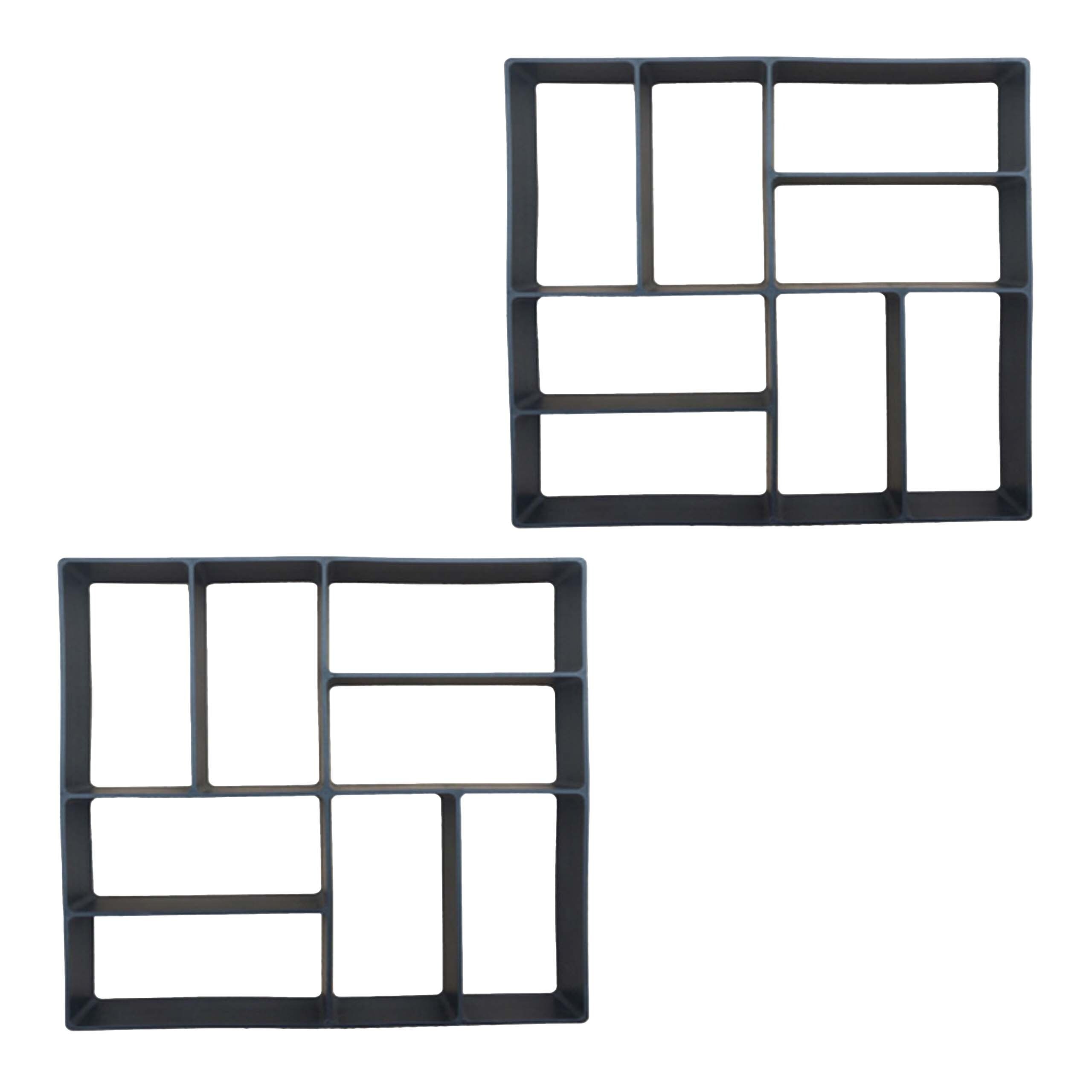Image of 2 X Paving Form 8 Chambers In Black - (w)40 X (d)40 Cm