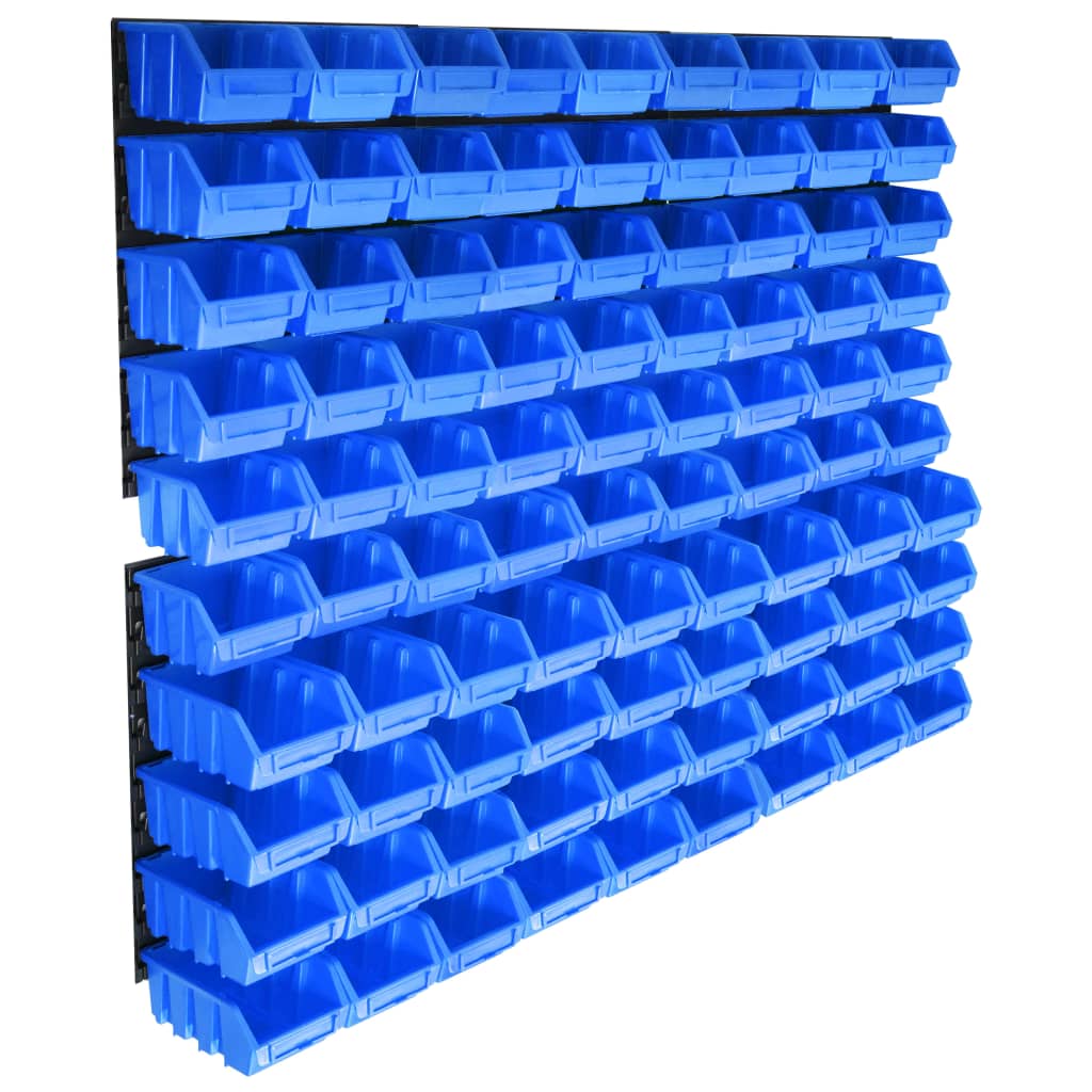 Vidaxl 96-piece Container Set For Small Parts, Stackable Storage Boxes, Clear Storage Bins, Wall Shelf Box, Mounting Wall, Tool Wall, Pouring Shelf, Storage System, Blue