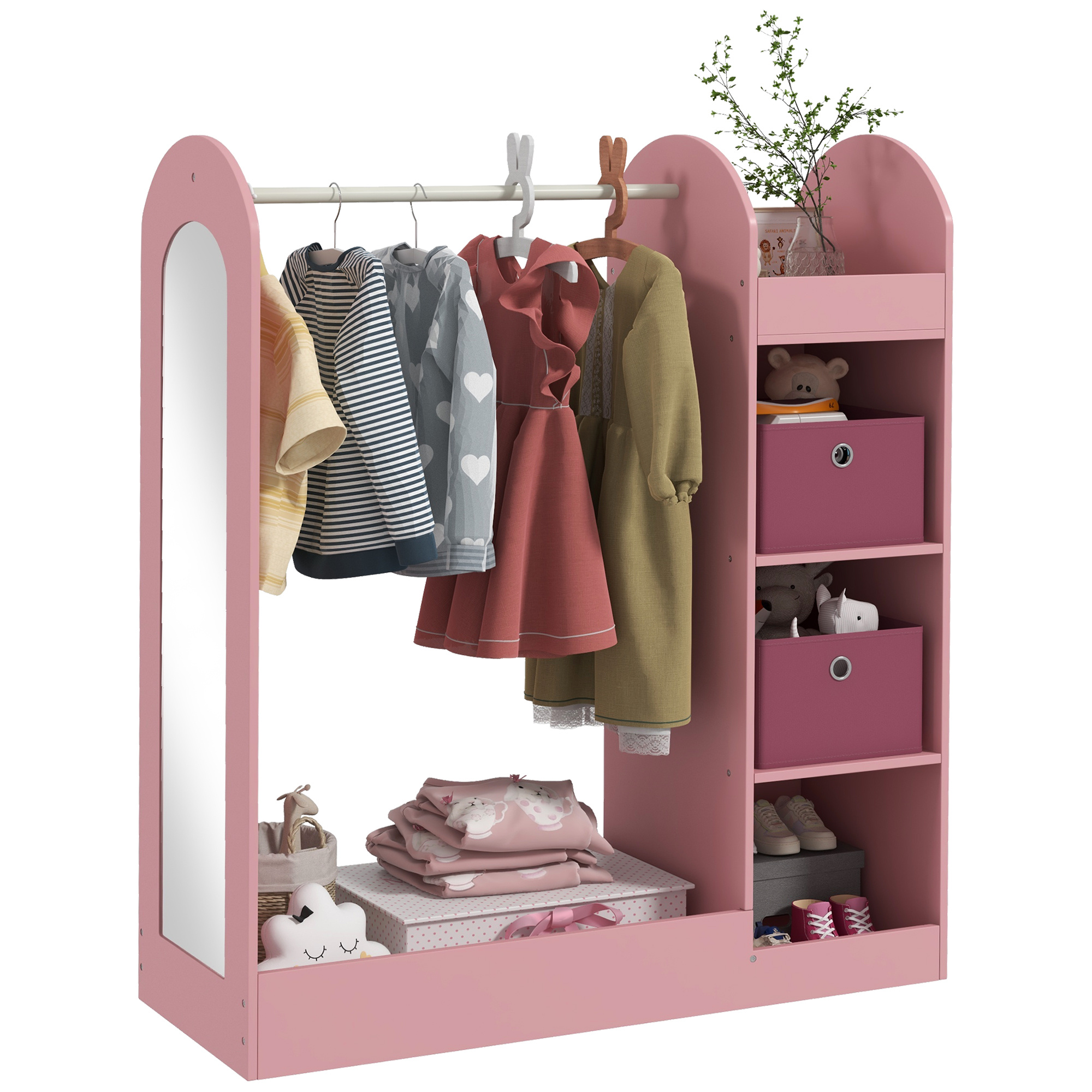 TEMU Kids Cloth Rail, Kids Dress Up Rail With Storage Shelf, Boxes, Mirror, Kids For Bedroom, Kids Room, Nursery