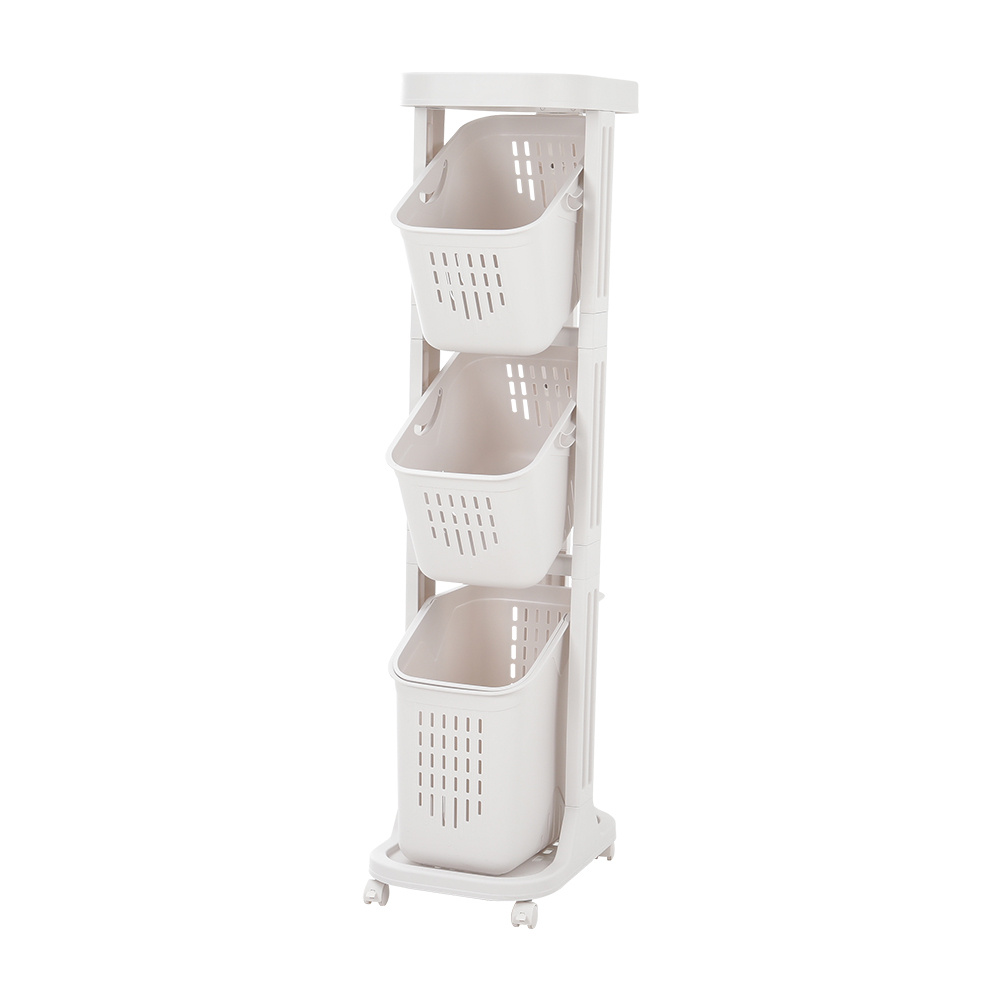 Four-Layer Plastic Narrow Storage Basket Trolley