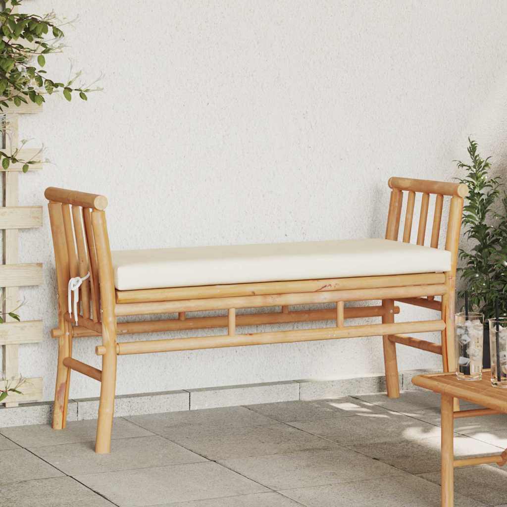 Image of Vidaxl Garden Bench With Cushions 110 Cm Bamboo