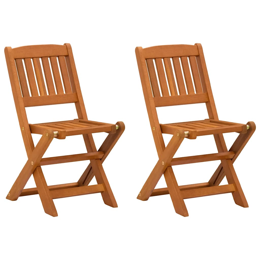Vidaxl Solid Eucalyptus Wood 2-pack Folding Garden Chairs, Balcony Chairs, Kids' Chairs