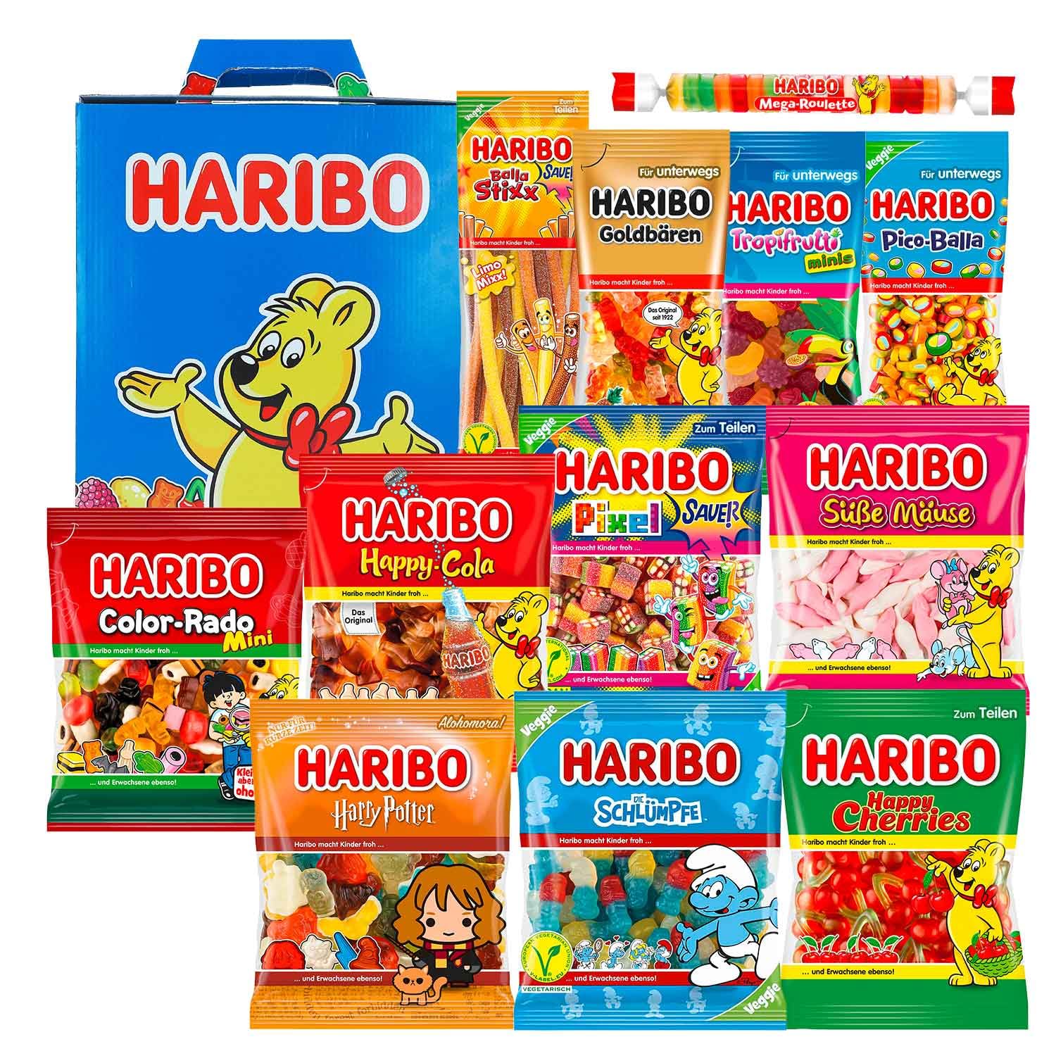 Haribo Gift Box With 12 Varieties – Fruit Gummy Mix Of Classics & Vegan Options – Colorful Candy Box For Snacking, Sharing & Gifting