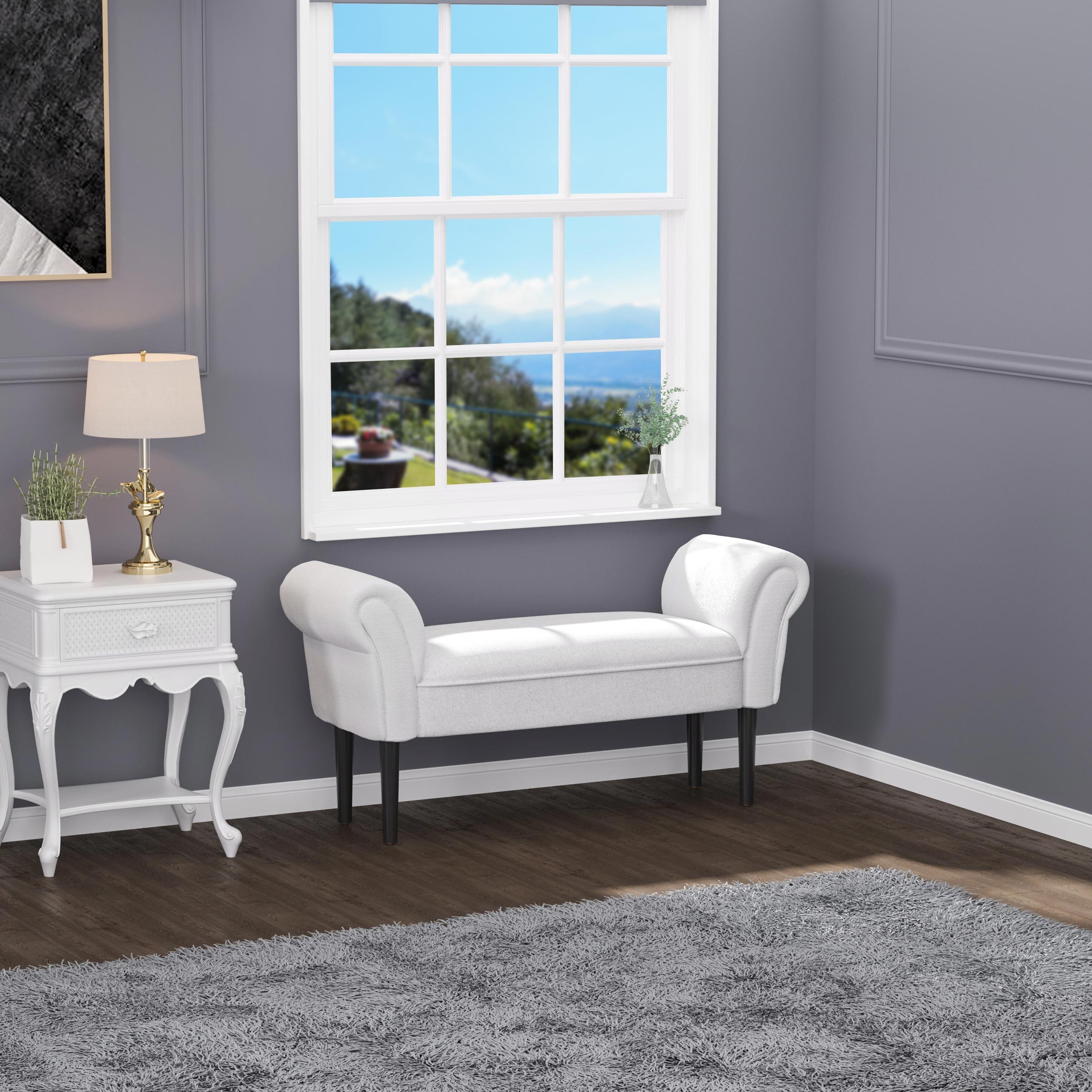 Image of Upholstered Bench, Padded Bench, Seat Bench, Hallway Bench For Bedroom, Supports Up To 130 Kg, Sailcloth Fabric, Grey, 102 X 36 X 51 Cm