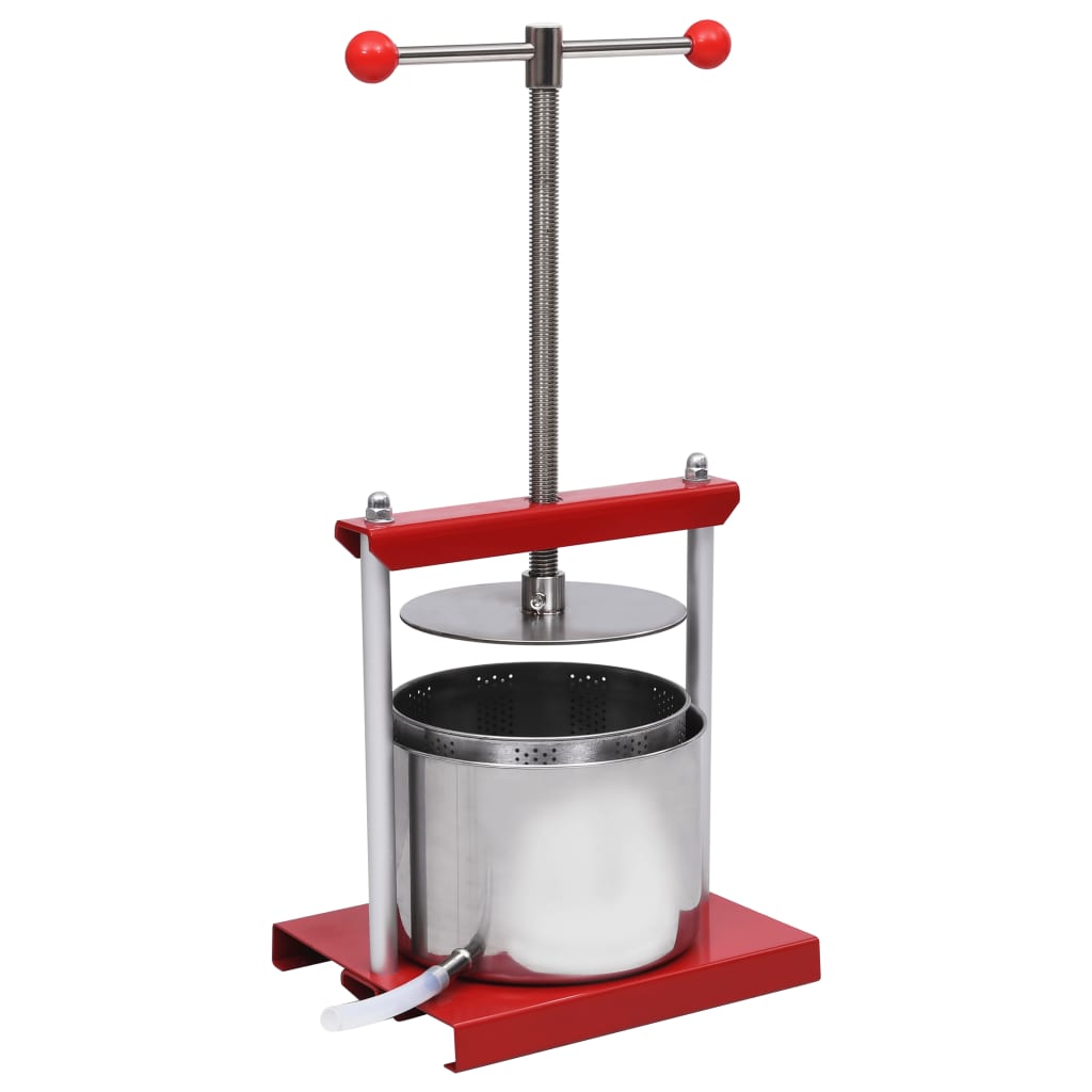 Vidaxl 2-arm Wine Press, Berry Press, Fruit Press, , Stainless Steel Tabletop Press, 6l, Red