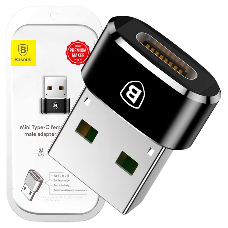 Baseus 3a Usb-c To Usb-a Adapter - Fast Data Transfer, Black, Compact Charging And Transfer Adapter