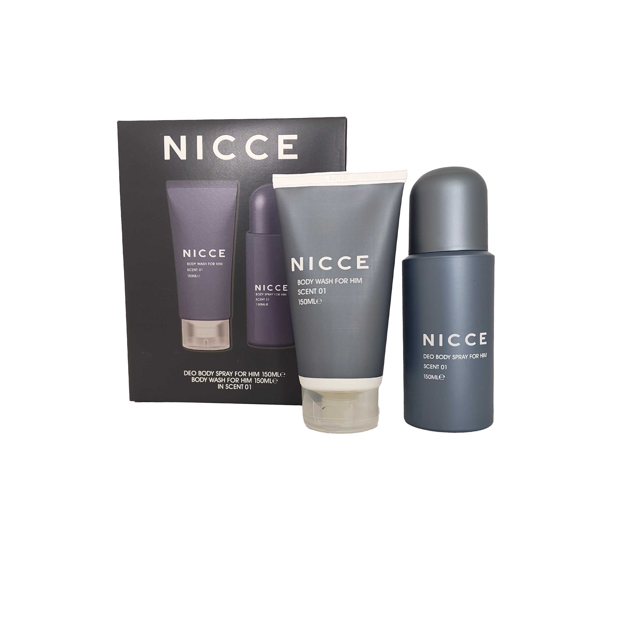 TEMU Nicce For Men Set : Body Wash 150ml And Deodorant Body Spray 150ml Mens Gift Set